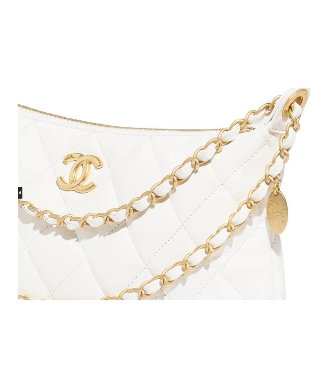 CHANEL Белая кожаная сумка через плечо, фото 4