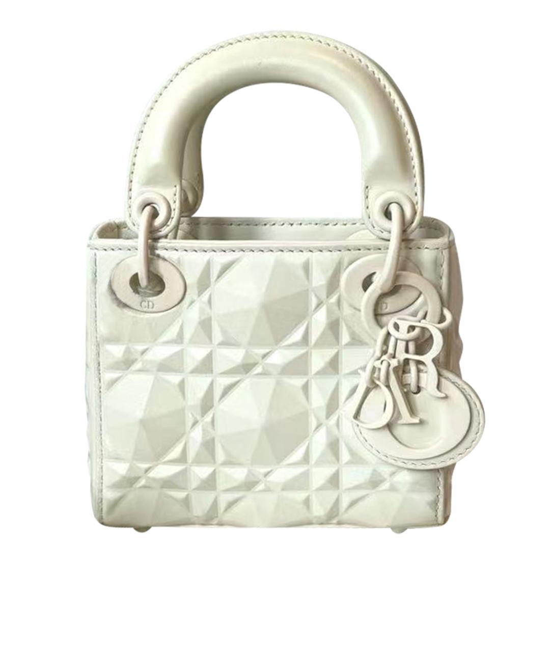 CHRISTIAN DIOR Белая кожаная сумка с короткими ручками, фото 1