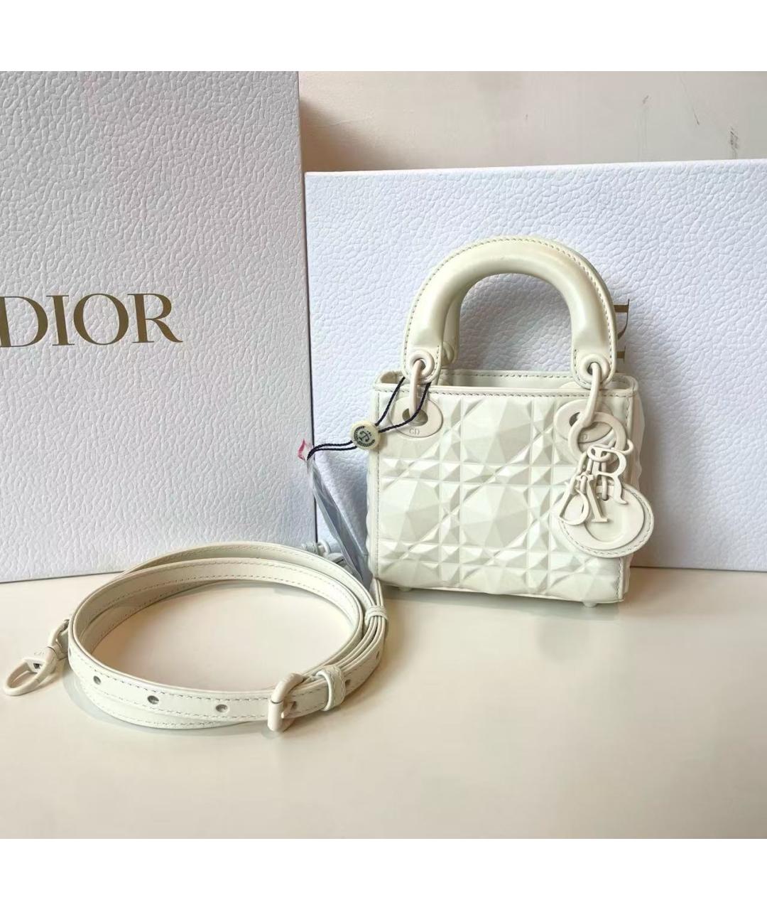 CHRISTIAN DIOR Белая кожаная сумка с короткими ручками, фото 9