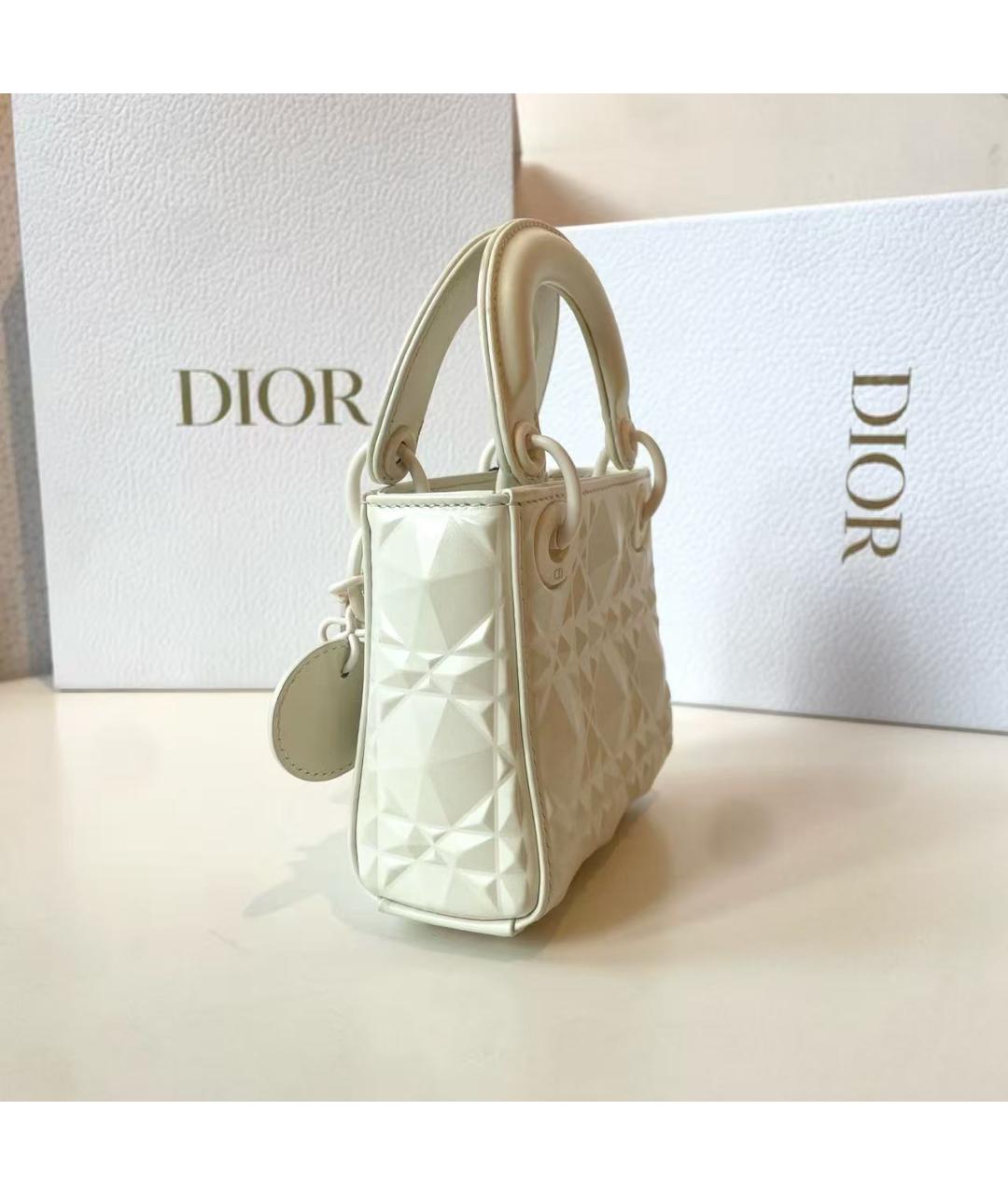 CHRISTIAN DIOR Белая кожаная сумка с короткими ручками, фото 4