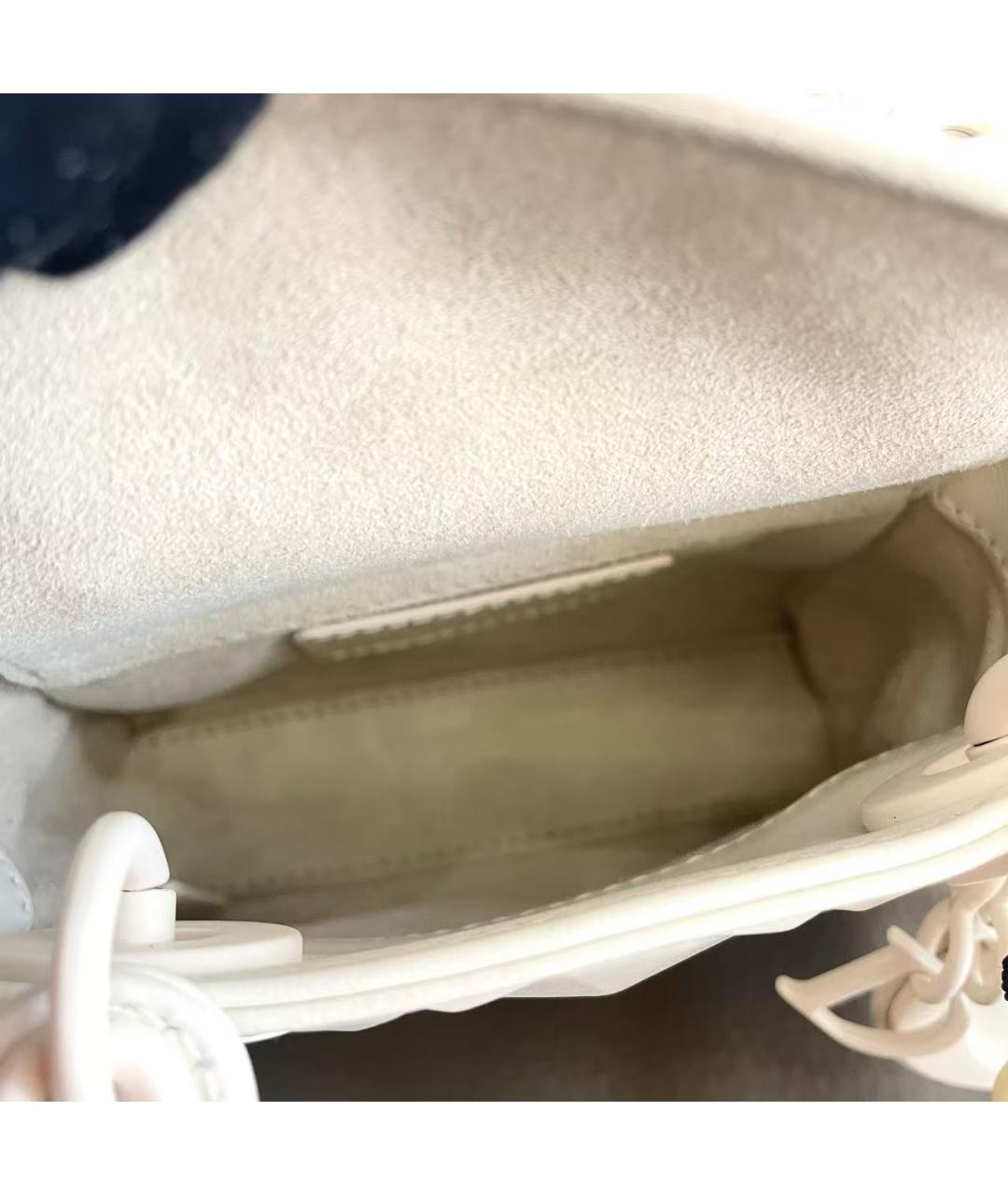 CHRISTIAN DIOR Белая кожаная сумка с короткими ручками, фото 6