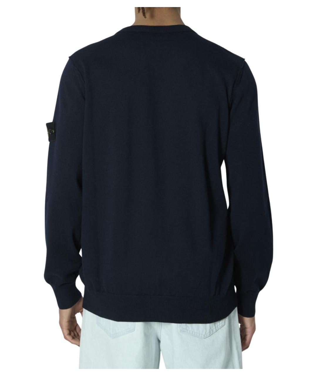 STONE ISLAND Темно-синий хлопковый джемпер / свитер, фото 4