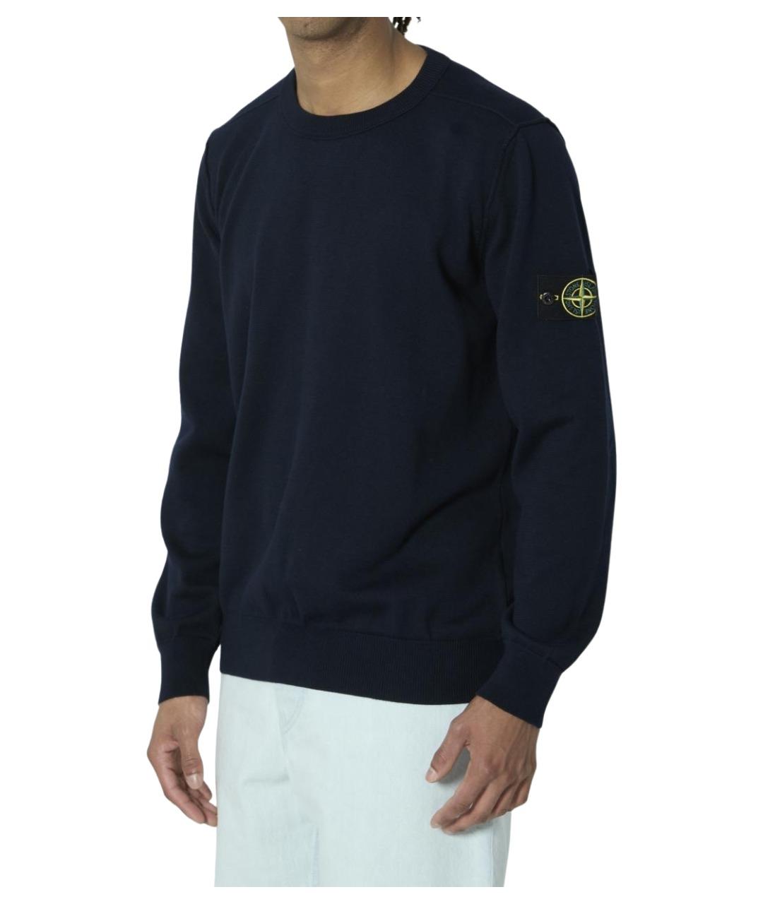 STONE ISLAND Темно-синий хлопковый джемпер / свитер, фото 2