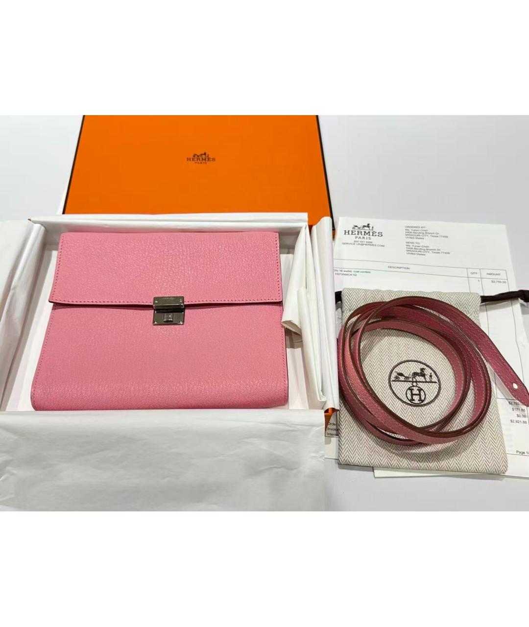 HERMES Розовая кожаная сумка через плечо, фото 6