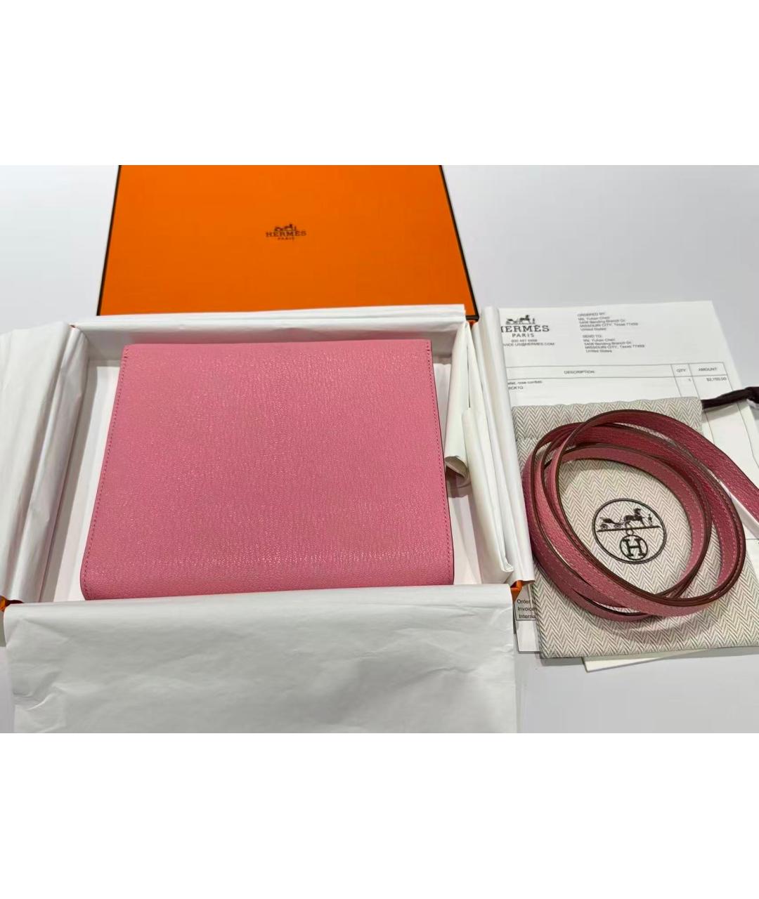 HERMES Розовая кожаная сумка через плечо, фото 3