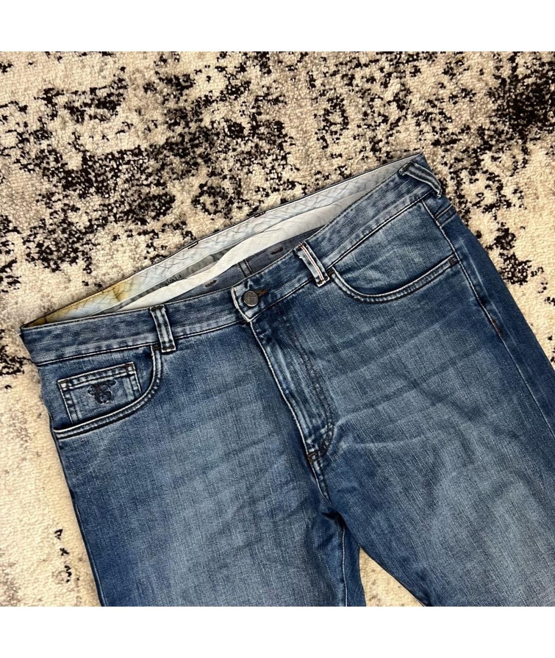 CANALI Голубые хлопковые прямые джинсы, фото 2