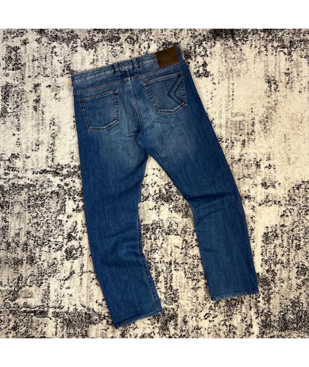 CANALI Голубые хлопковые прямые джинсы, фото 4