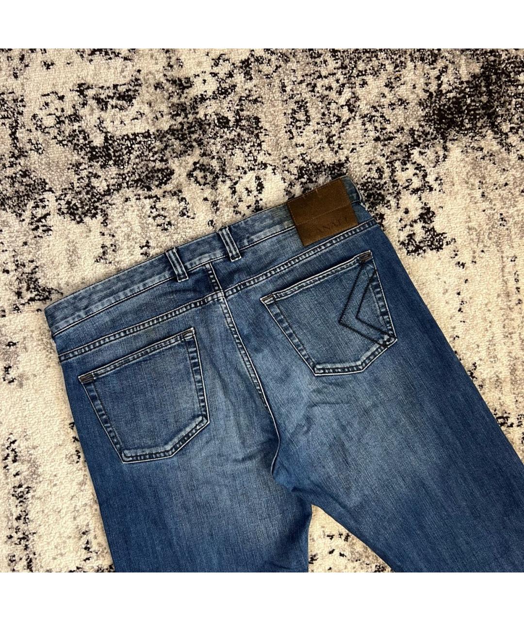 CANALI Голубые хлопковые прямые джинсы, фото 5