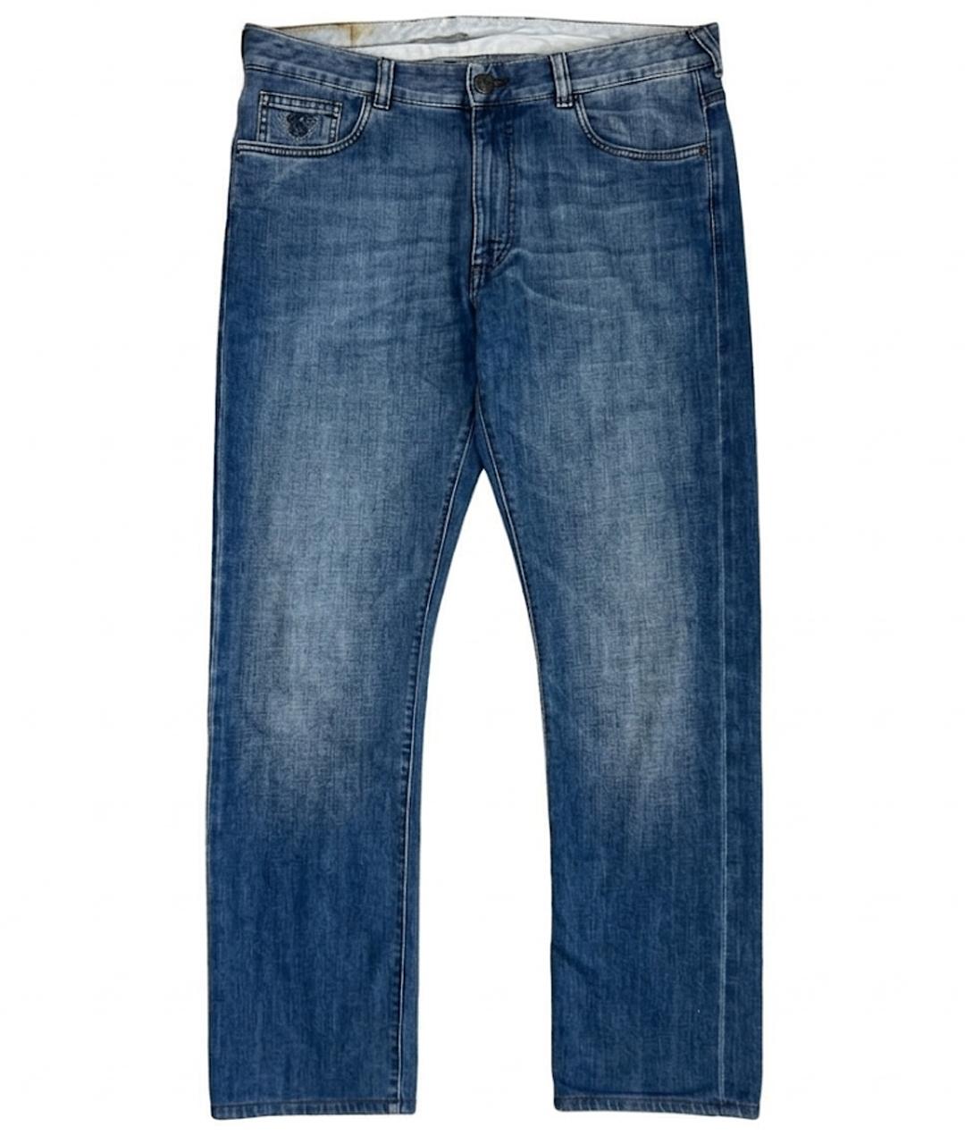 CANALI Голубые хлопковые прямые джинсы, фото 1