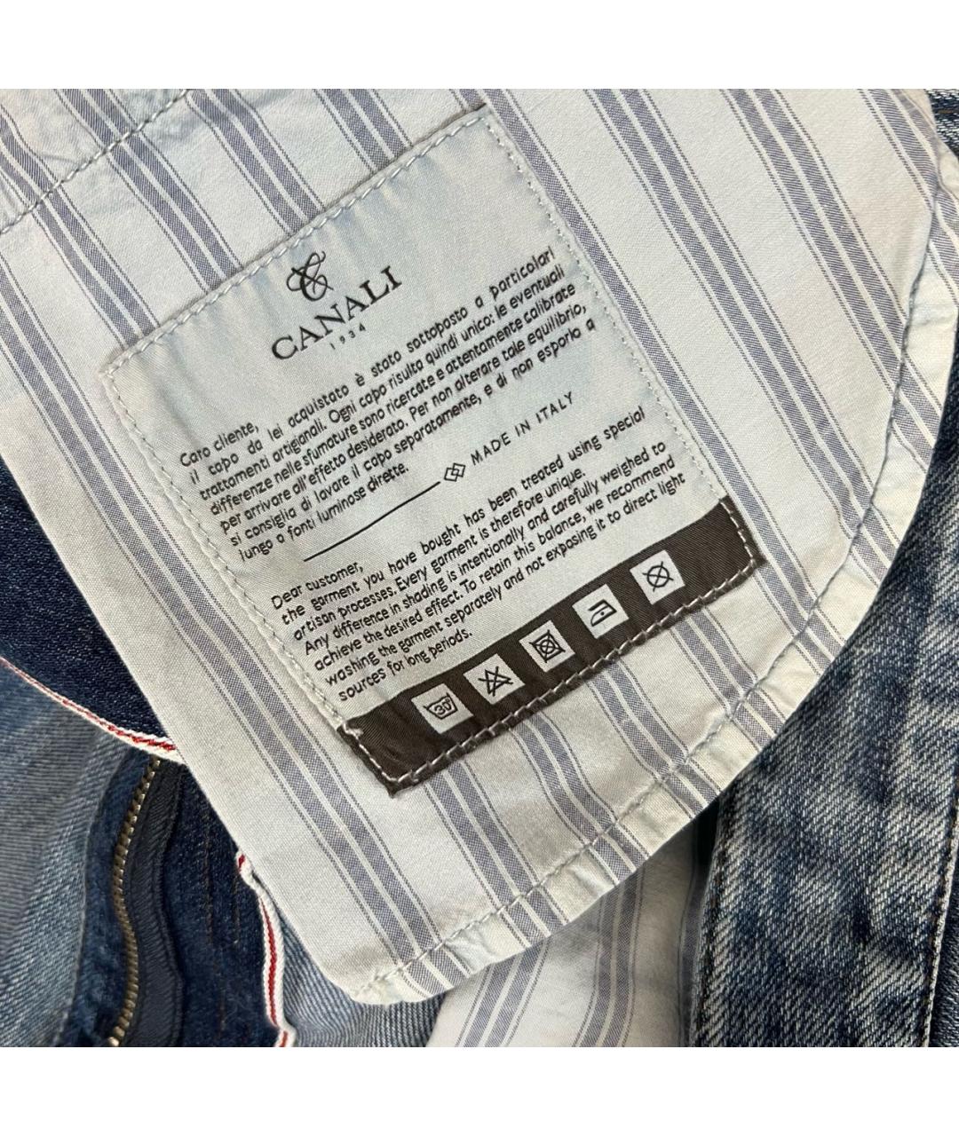 CANALI Голубые хлопковые прямые джинсы, фото 8