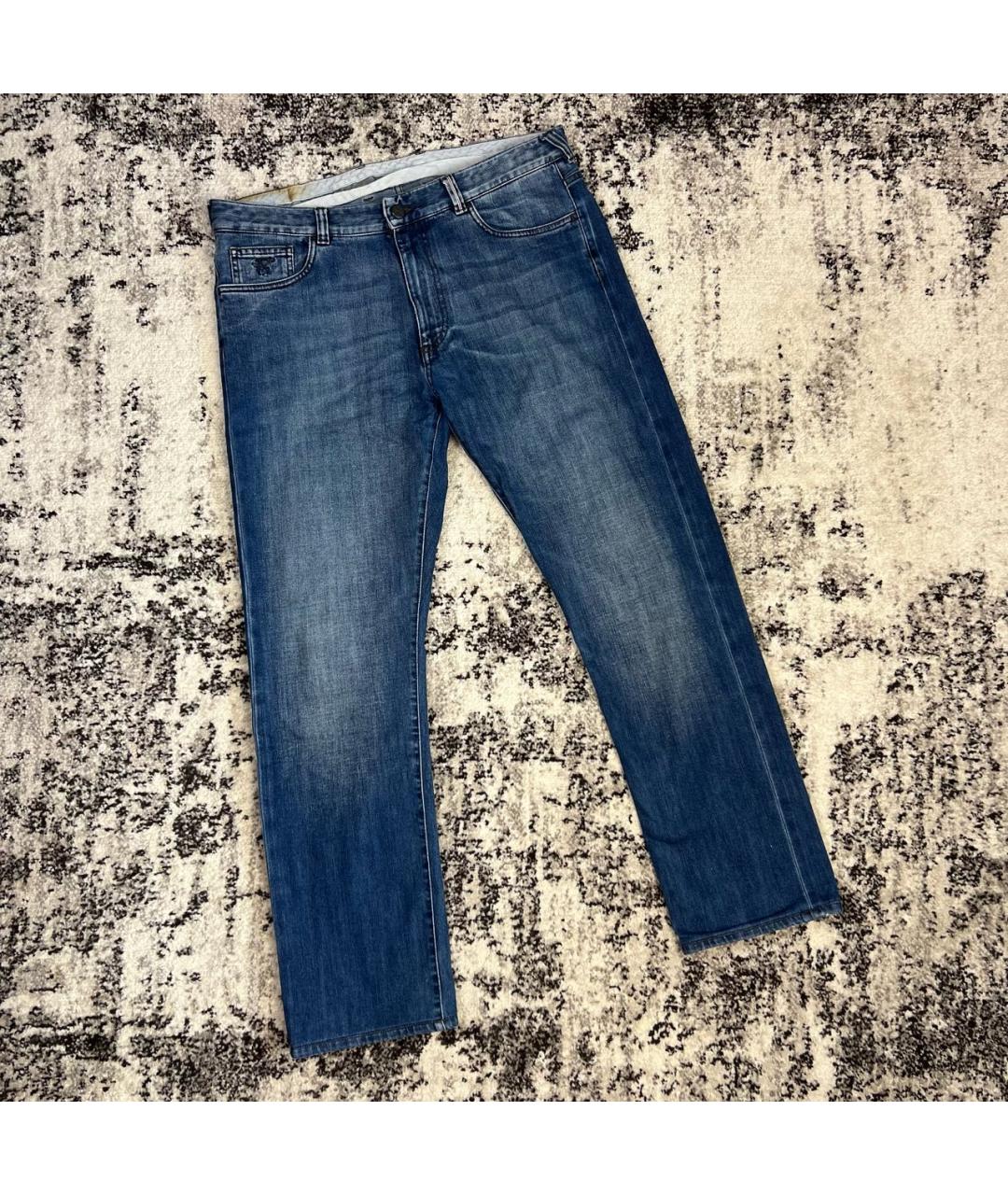 CANALI Голубые хлопковые прямые джинсы, фото 9