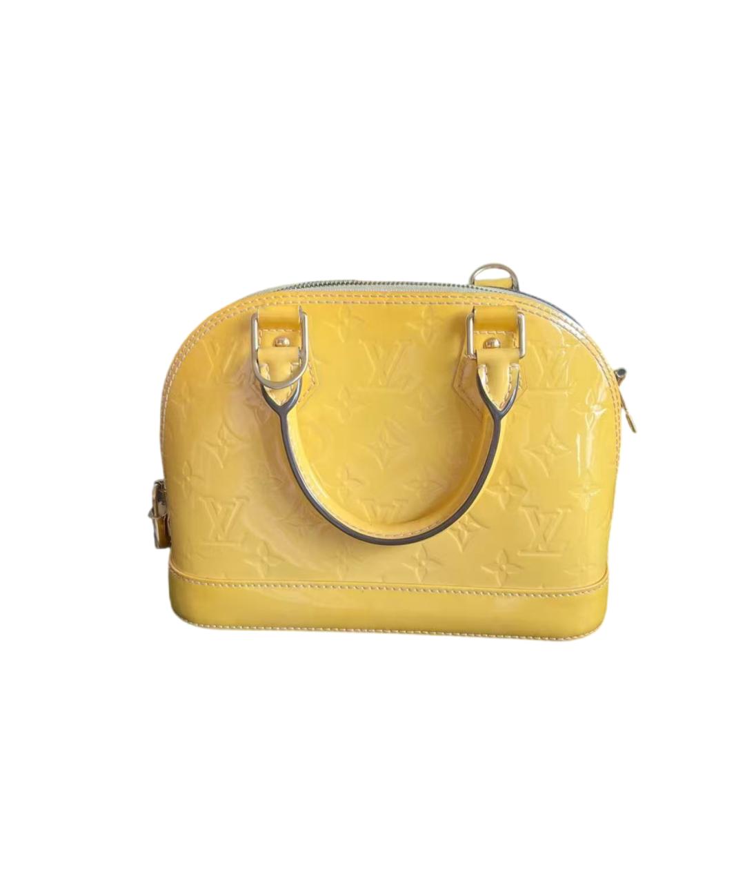 LOUIS VUITTON Желтая кожаная сумка с короткими ручками, фото 6