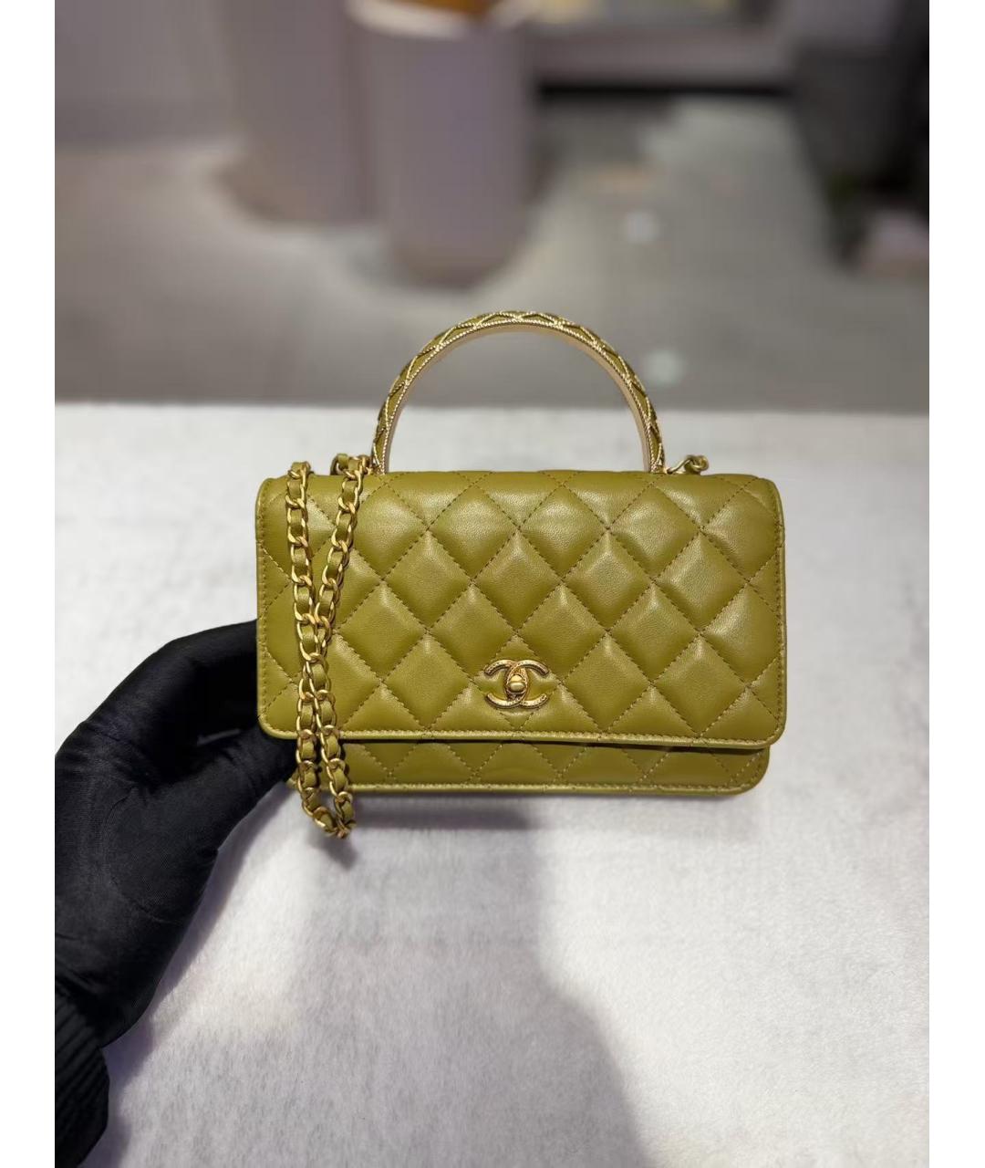 CHANEL Зеленая кожаная сумка через плечо, фото 7