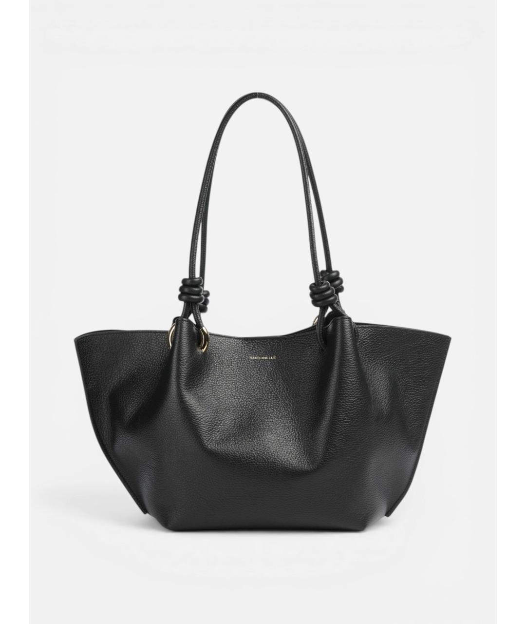 COCCINELLE Черная кожаная сумка тоут, фото 6