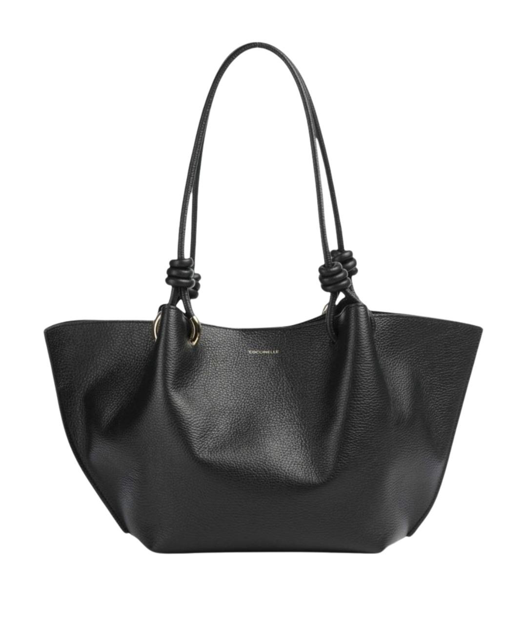 COCCINELLE Черная кожаная сумка тоут, фото 1