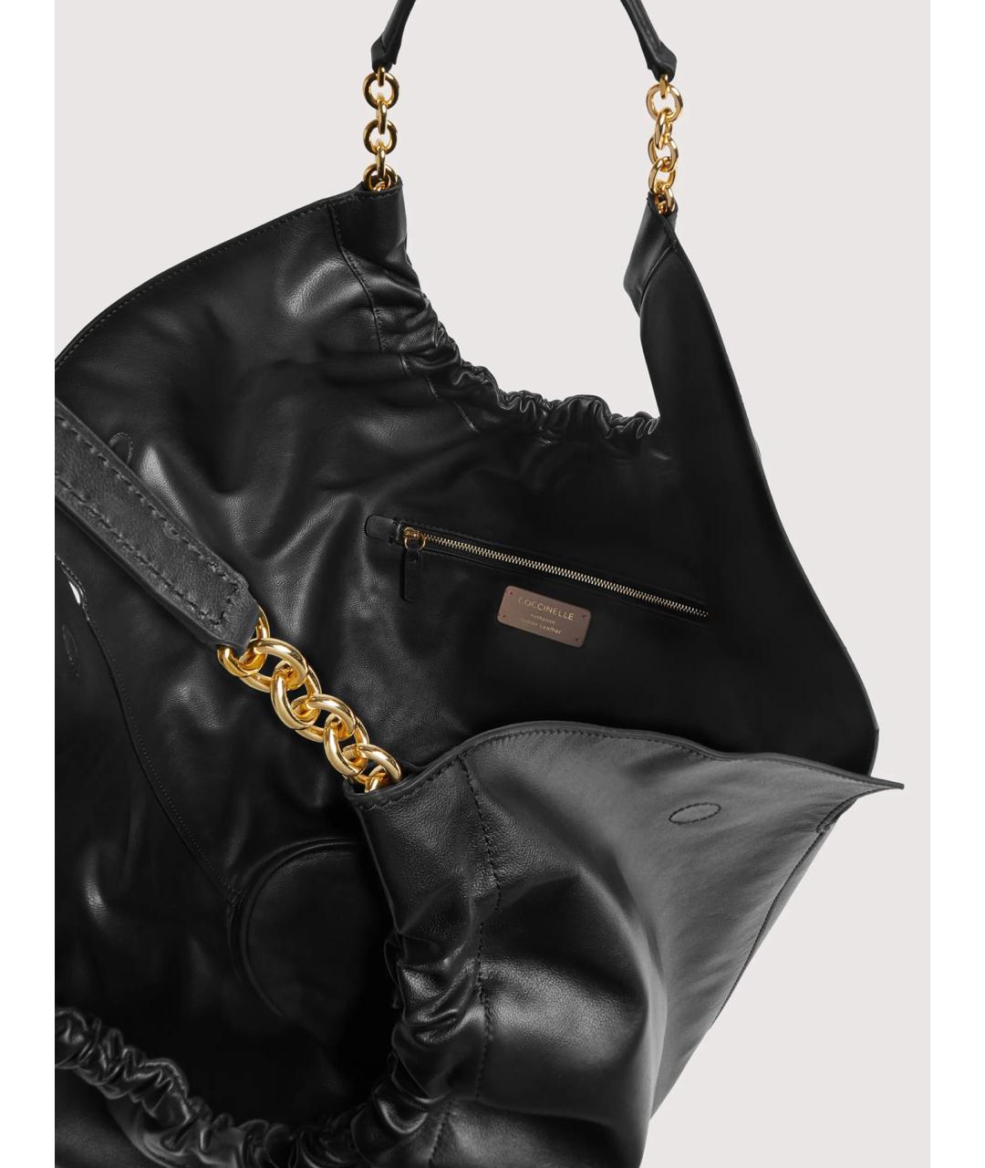 COCCINELLE Черная кожаная сумка тоут, фото 3