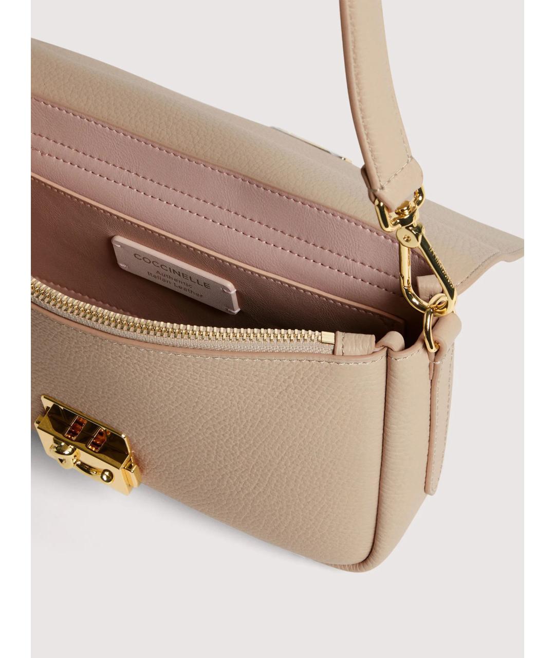 COCCINELLE Бежевая кожаная сумка через плечо, фото 3