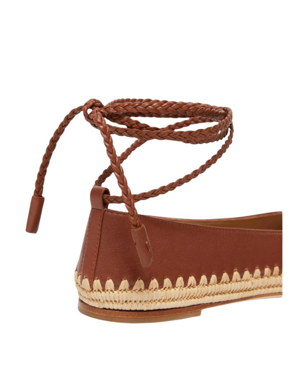 MAX MARA Коричневые кожаные балетки, фото 3