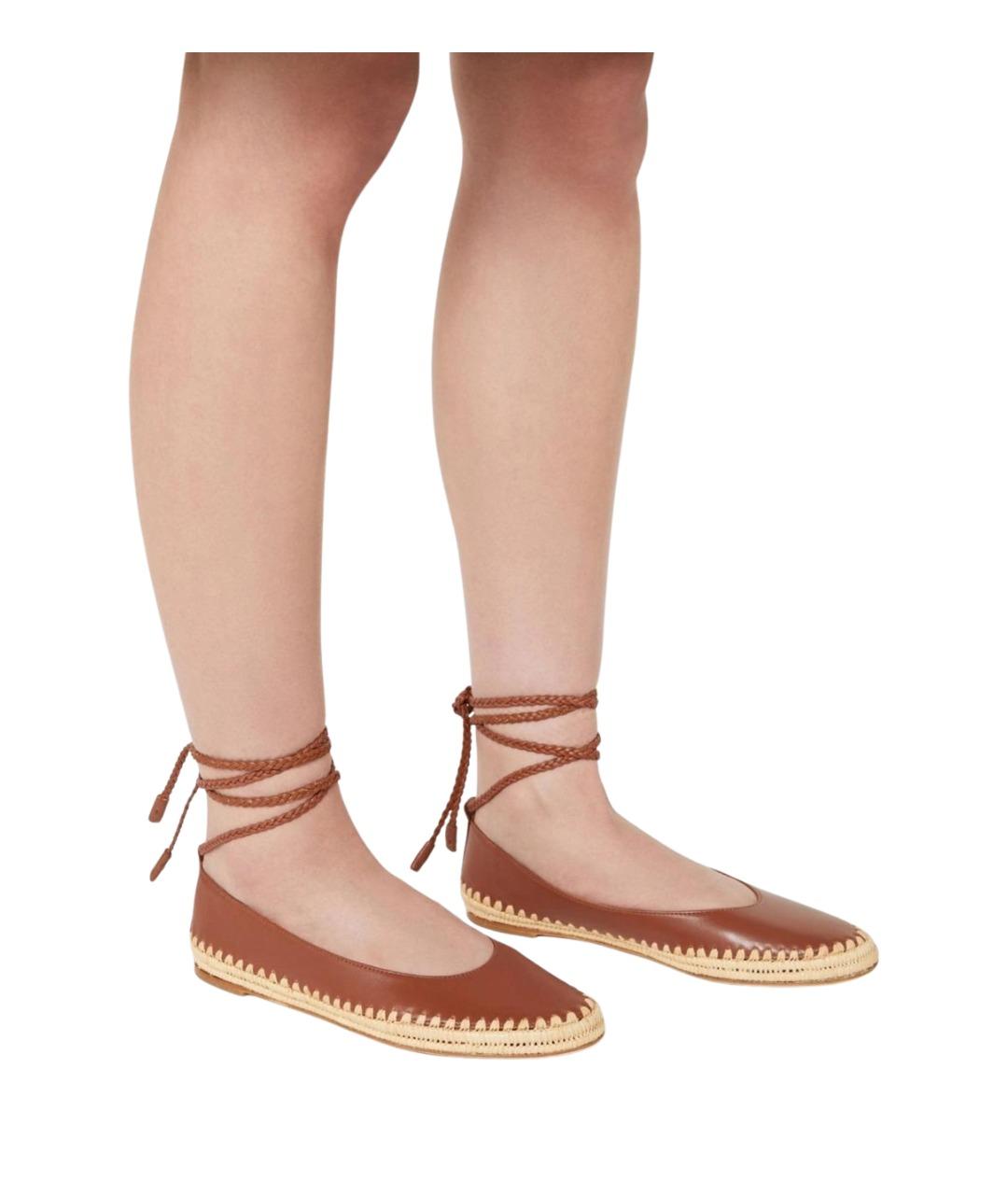 MAX MARA Коричневые кожаные балетки, фото 5