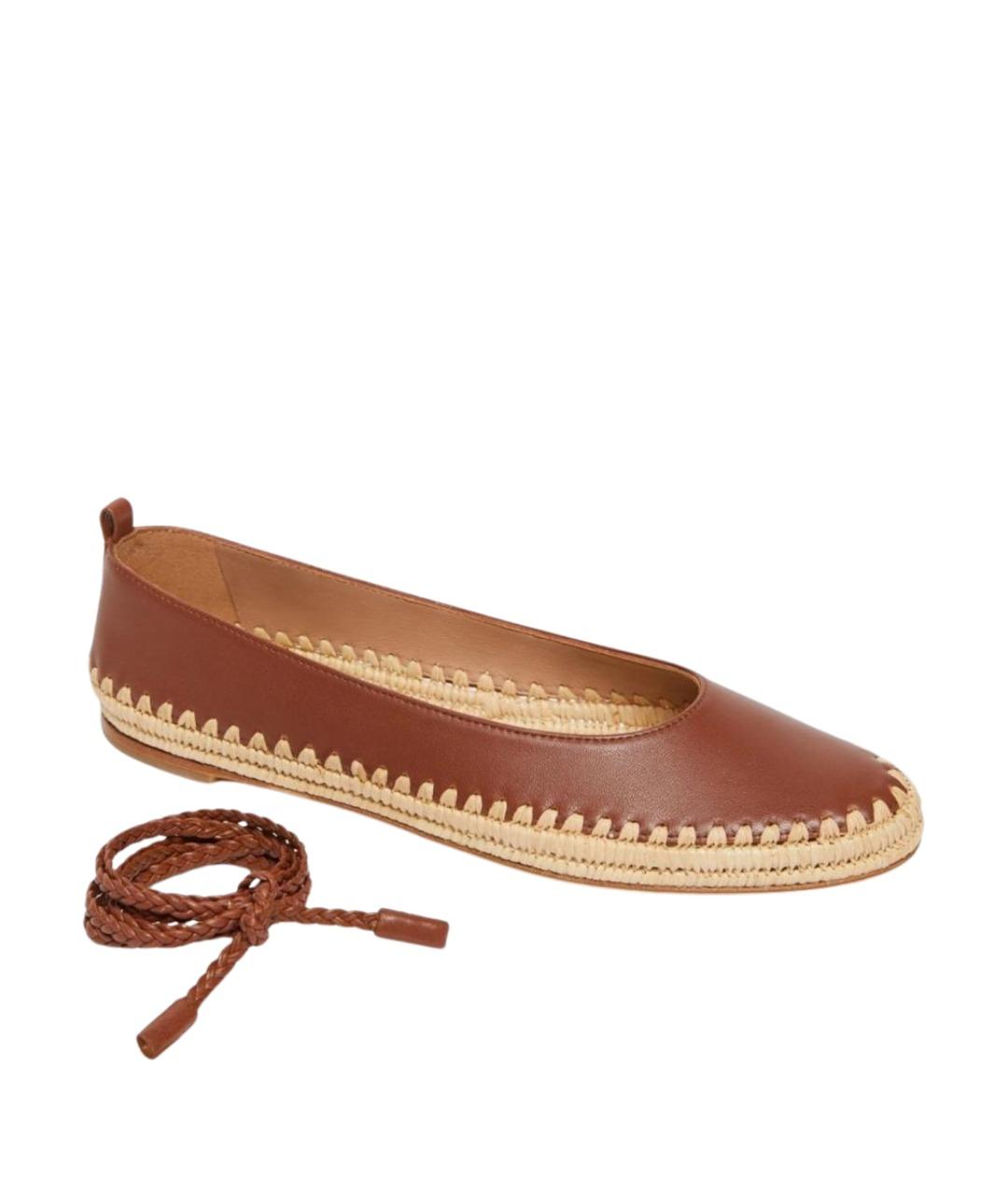 MAX MARA Коричневые кожаные балетки, фото 4