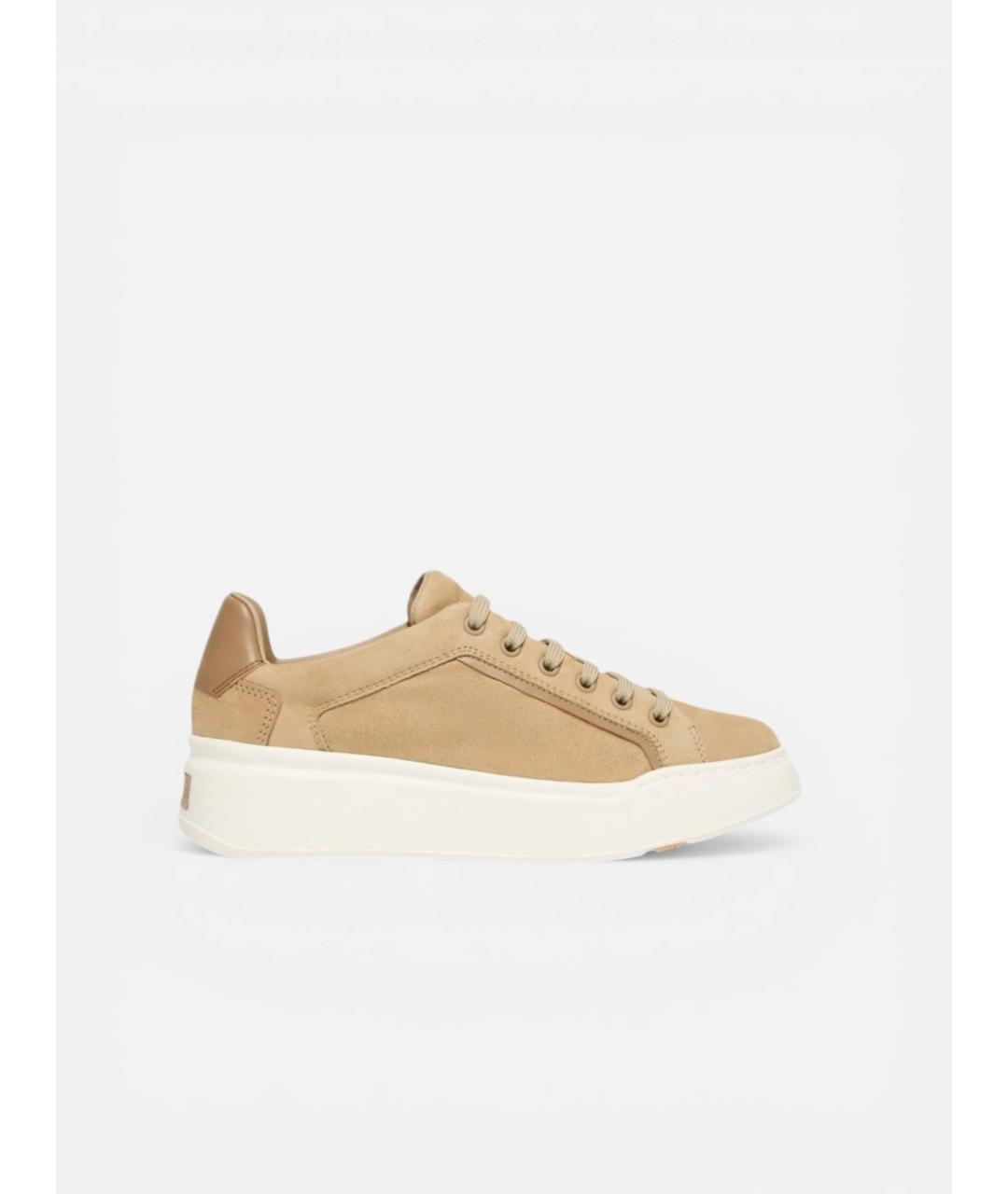 MAX MARA Бежевые кожаные кеды, фото 6