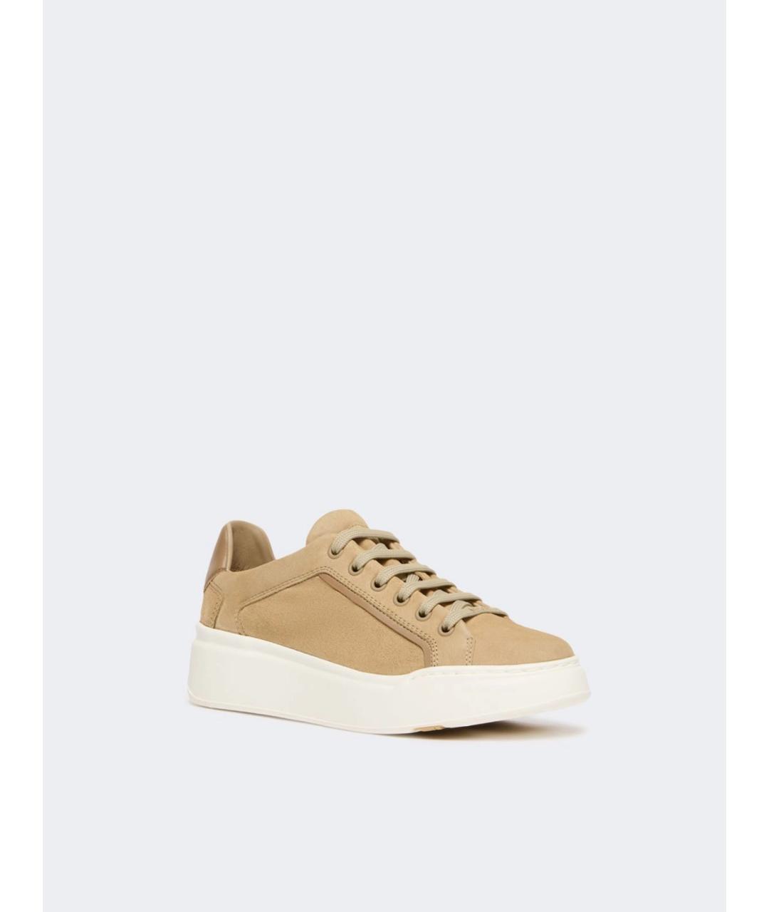 MAX MARA Бежевые кожаные кеды, фото 2