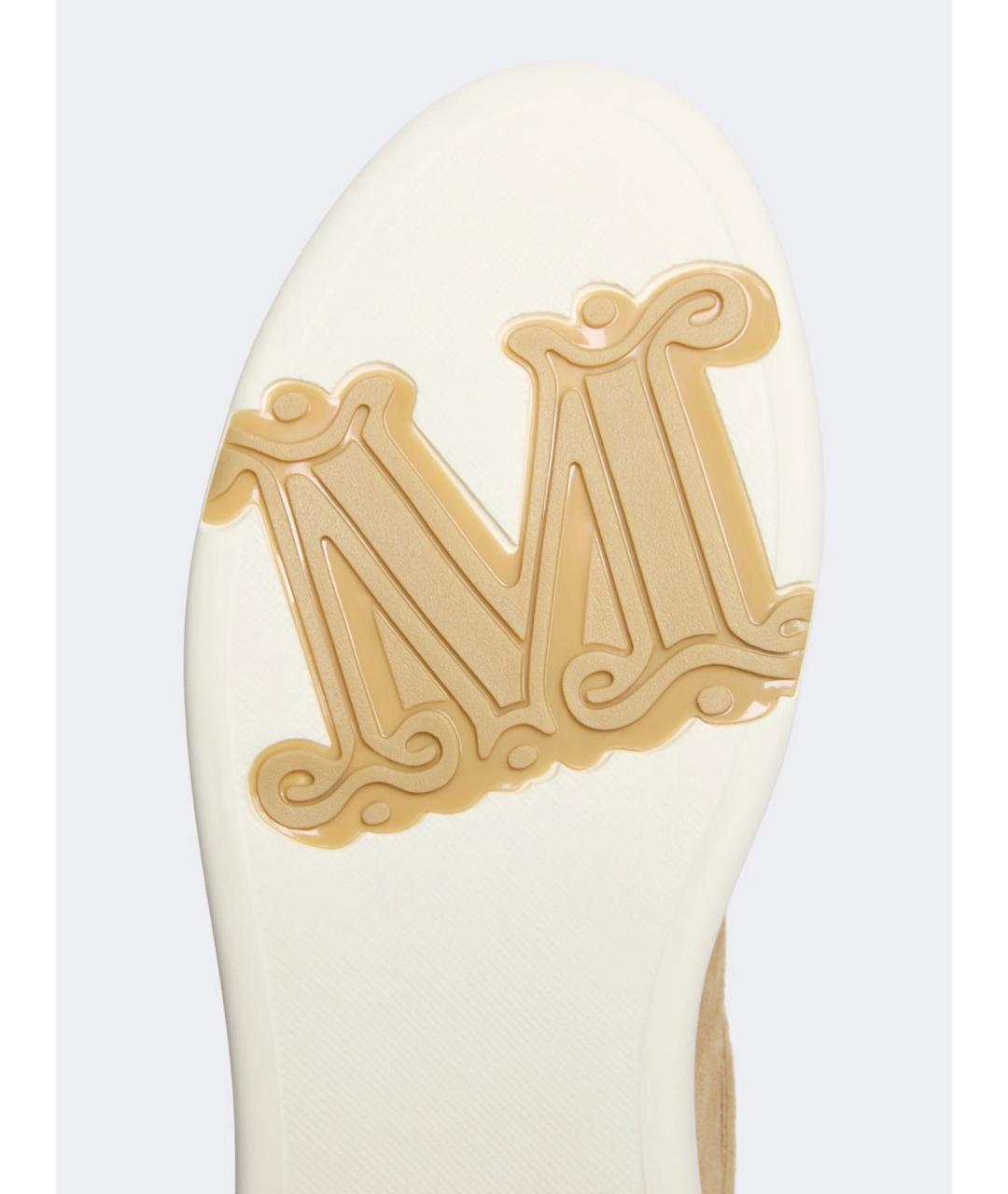 MAX MARA Бежевые кожаные кеды, фото 5