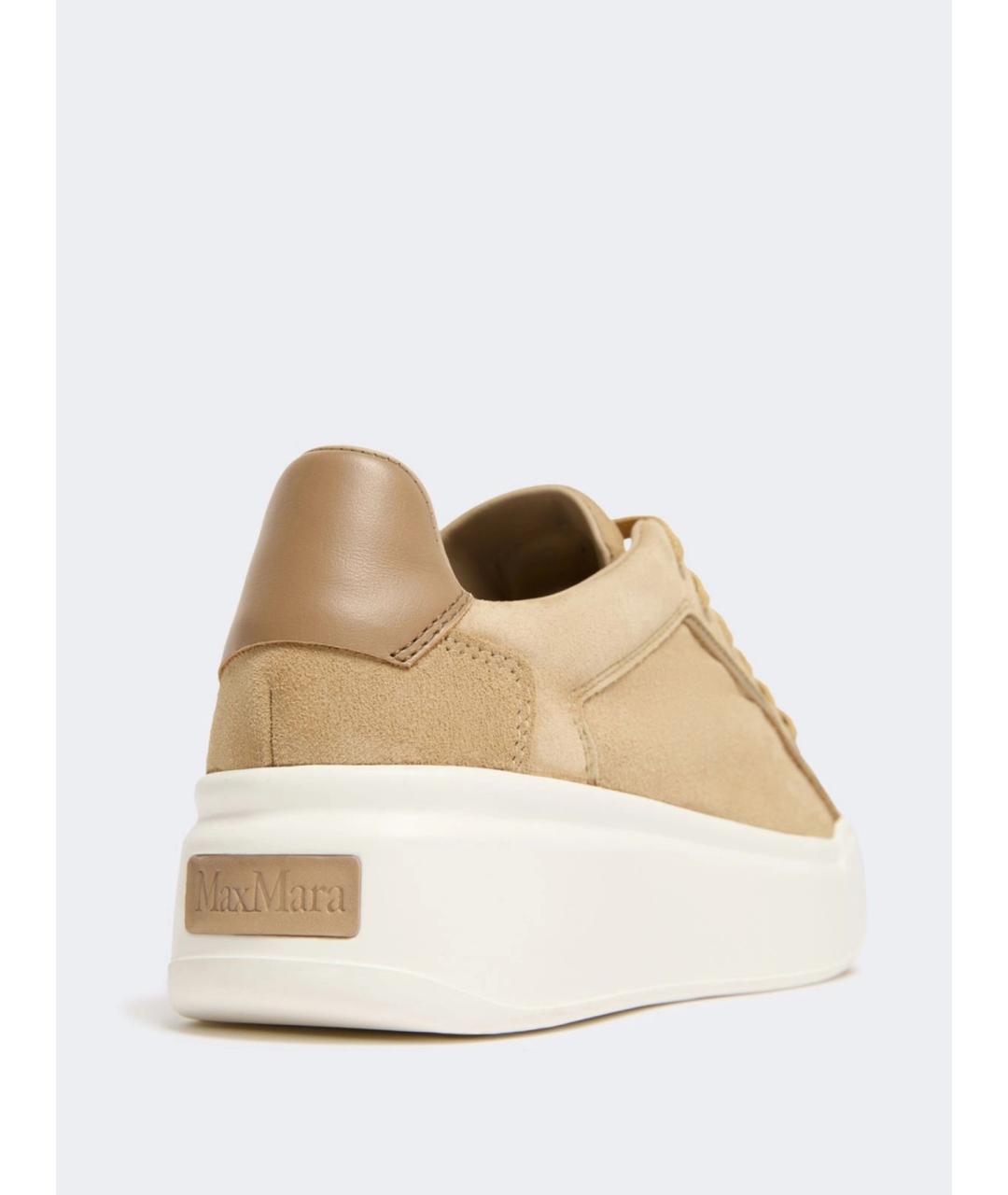 MAX MARA Бежевые кожаные кеды, фото 4