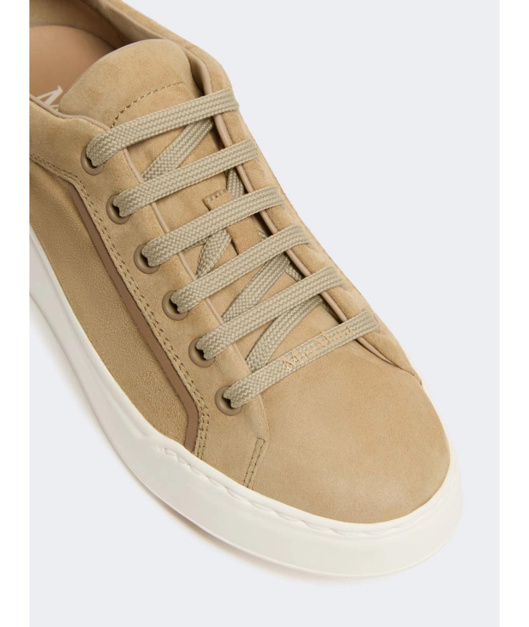 MAX MARA Бежевые кожаные кеды, фото 3