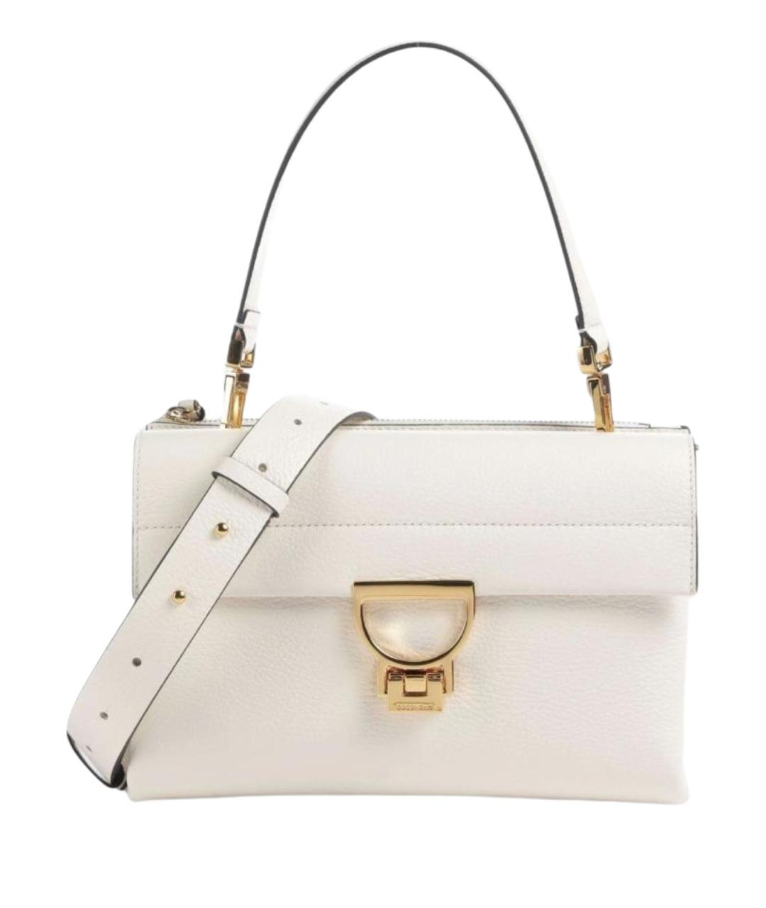 COCCINELLE Белая кожаная сумка с короткими ручками, фото 1