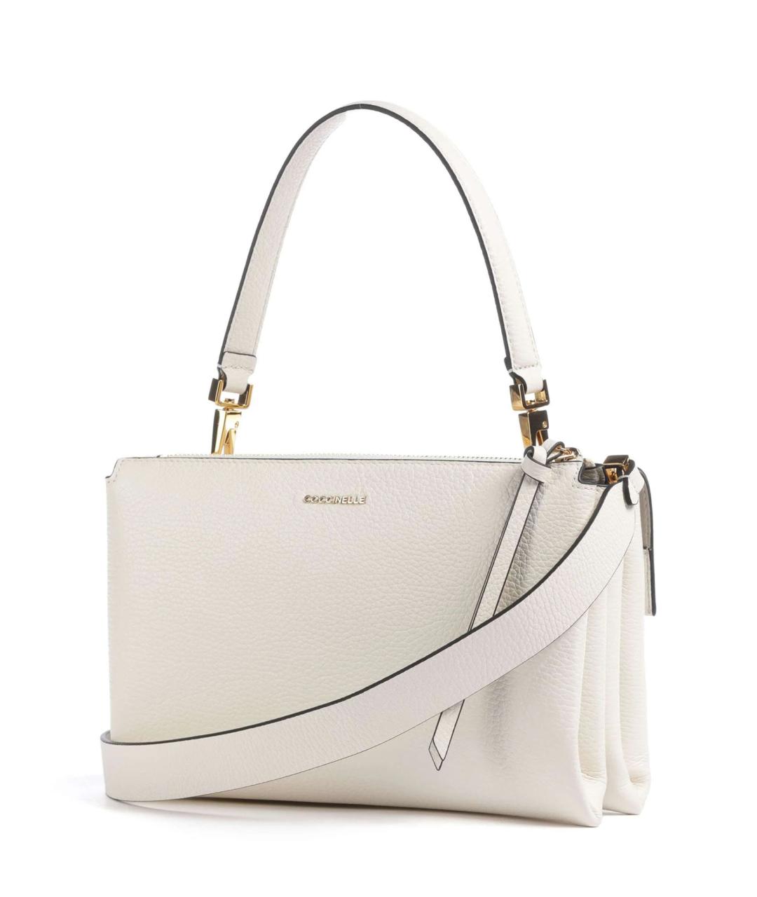 COCCINELLE Белая кожаная сумка с короткими ручками, фото 2