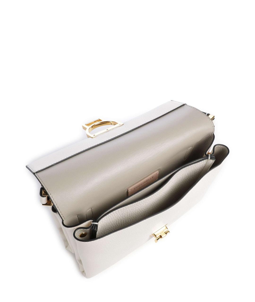 COCCINELLE Белая кожаная сумка с короткими ручками, фото 3