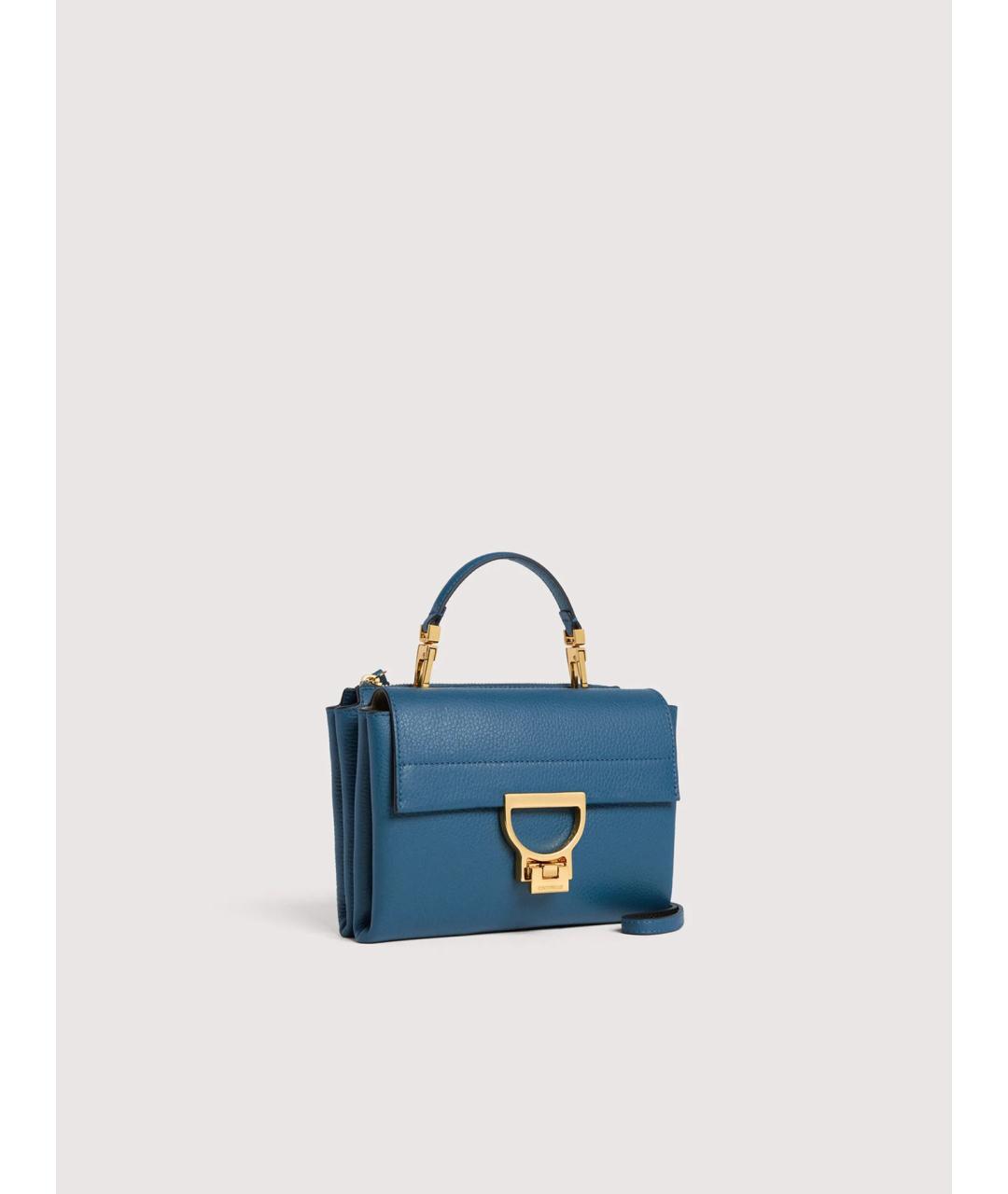 COCCINELLE Синяя кожаная сумка с короткими ручками, фото 2