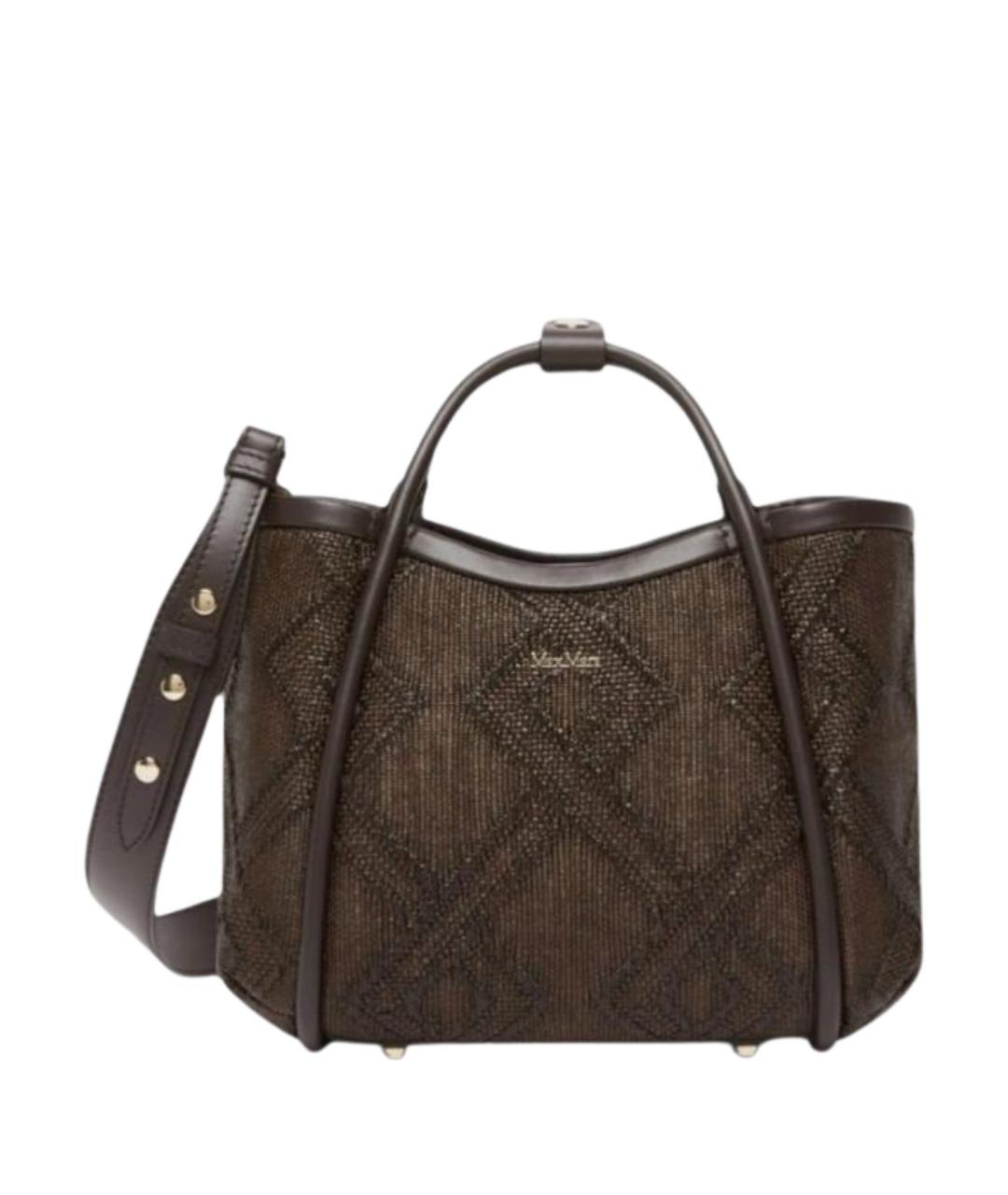 MAX MARA Коричневая синтетическая сумка тоут, фото 1