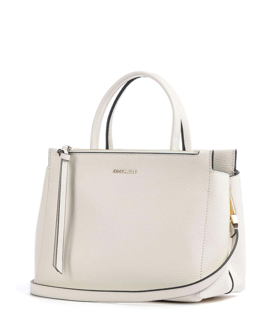 COCCINELLE Белая кожаная сумка с короткими ручками, фото 2