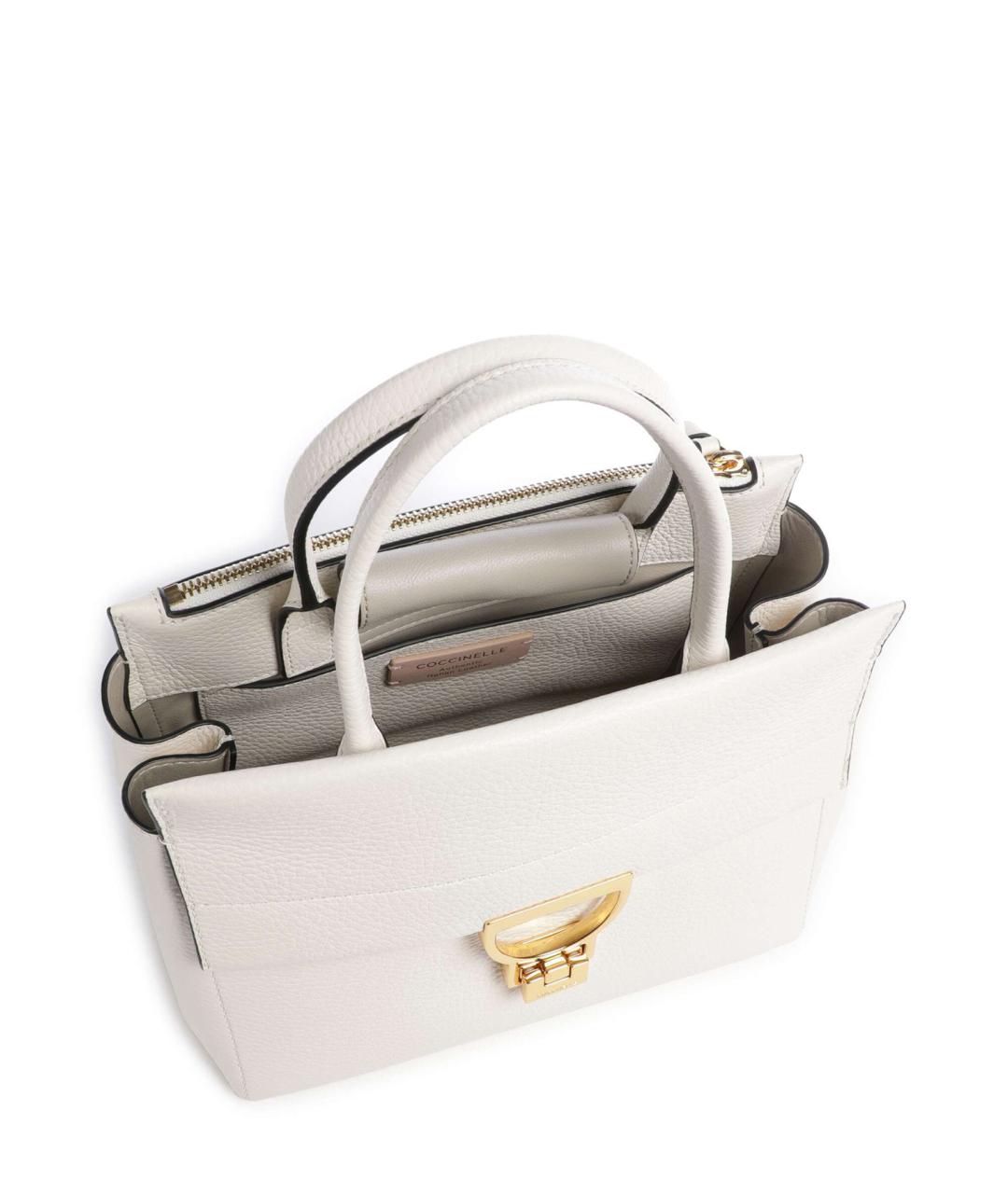 COCCINELLE Белая кожаная сумка с короткими ручками, фото 5