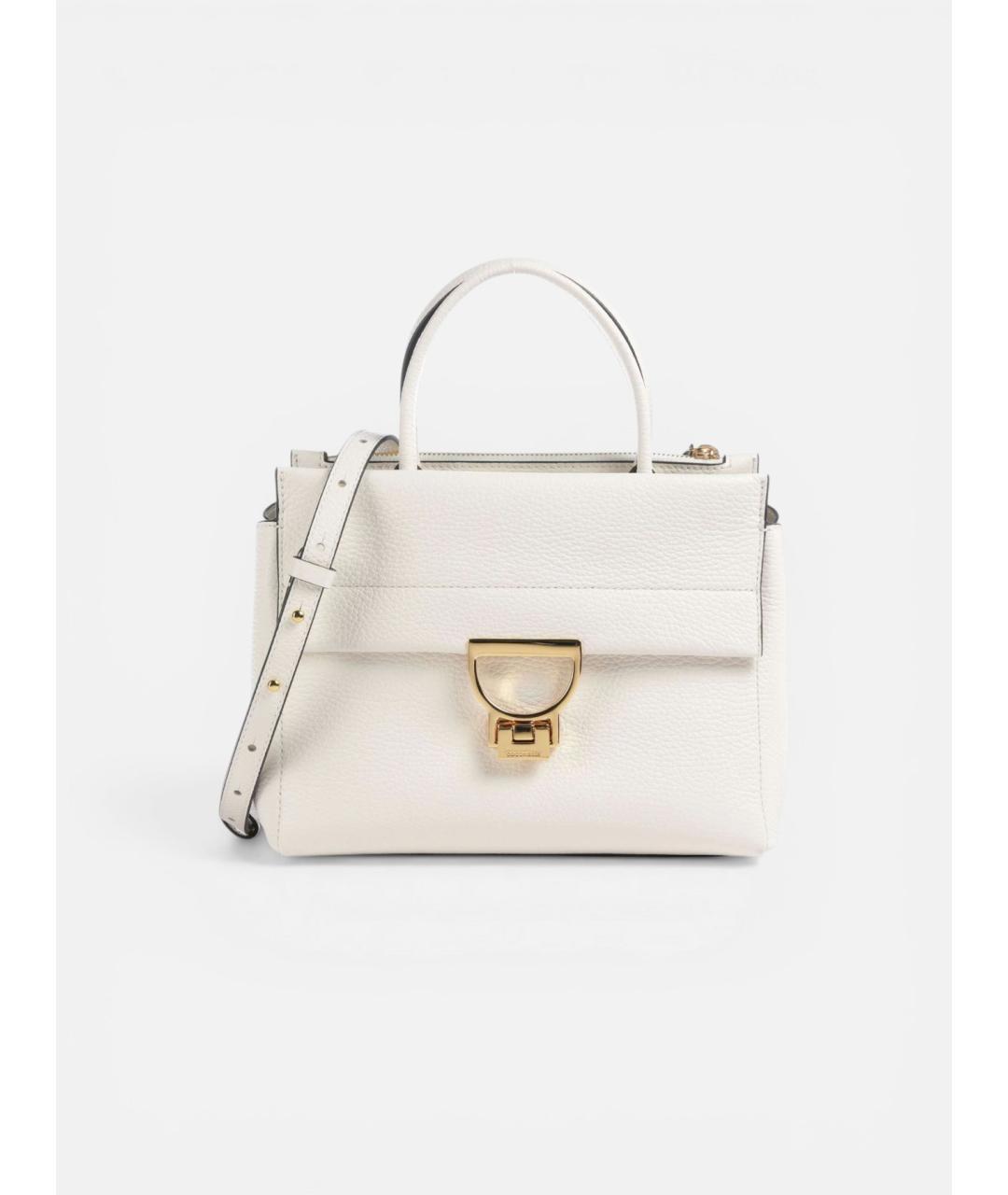 COCCINELLE Белая кожаная сумка с короткими ручками, фото 6