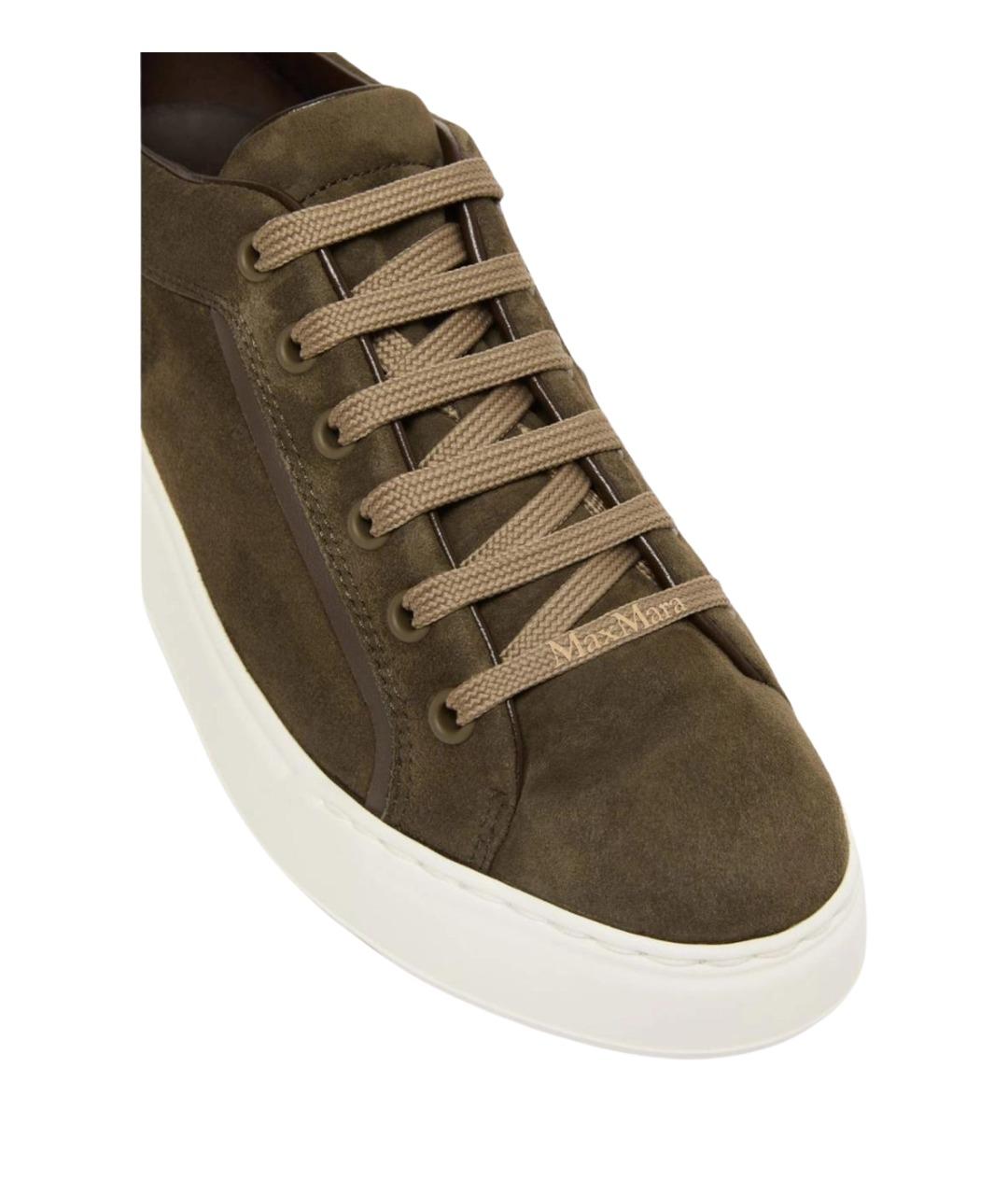MAX MARA Зеленые кожаные кеды, фото 3