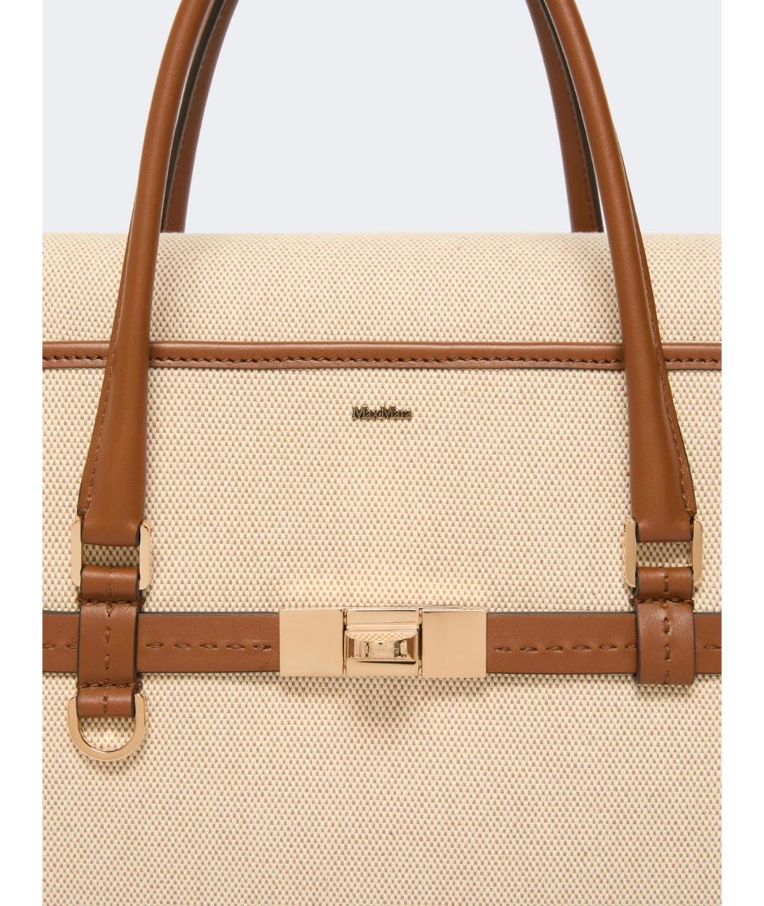 MAX MARA Бежевая хлопковая сумка тоут, фото 5