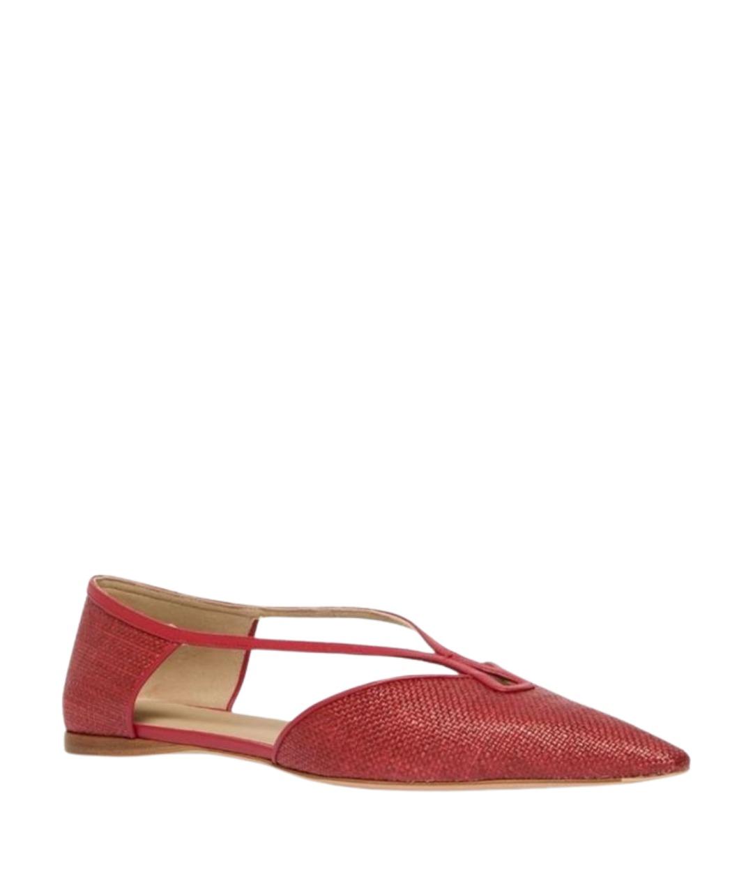MAX MARA Красные кожаные балетки, фото 2