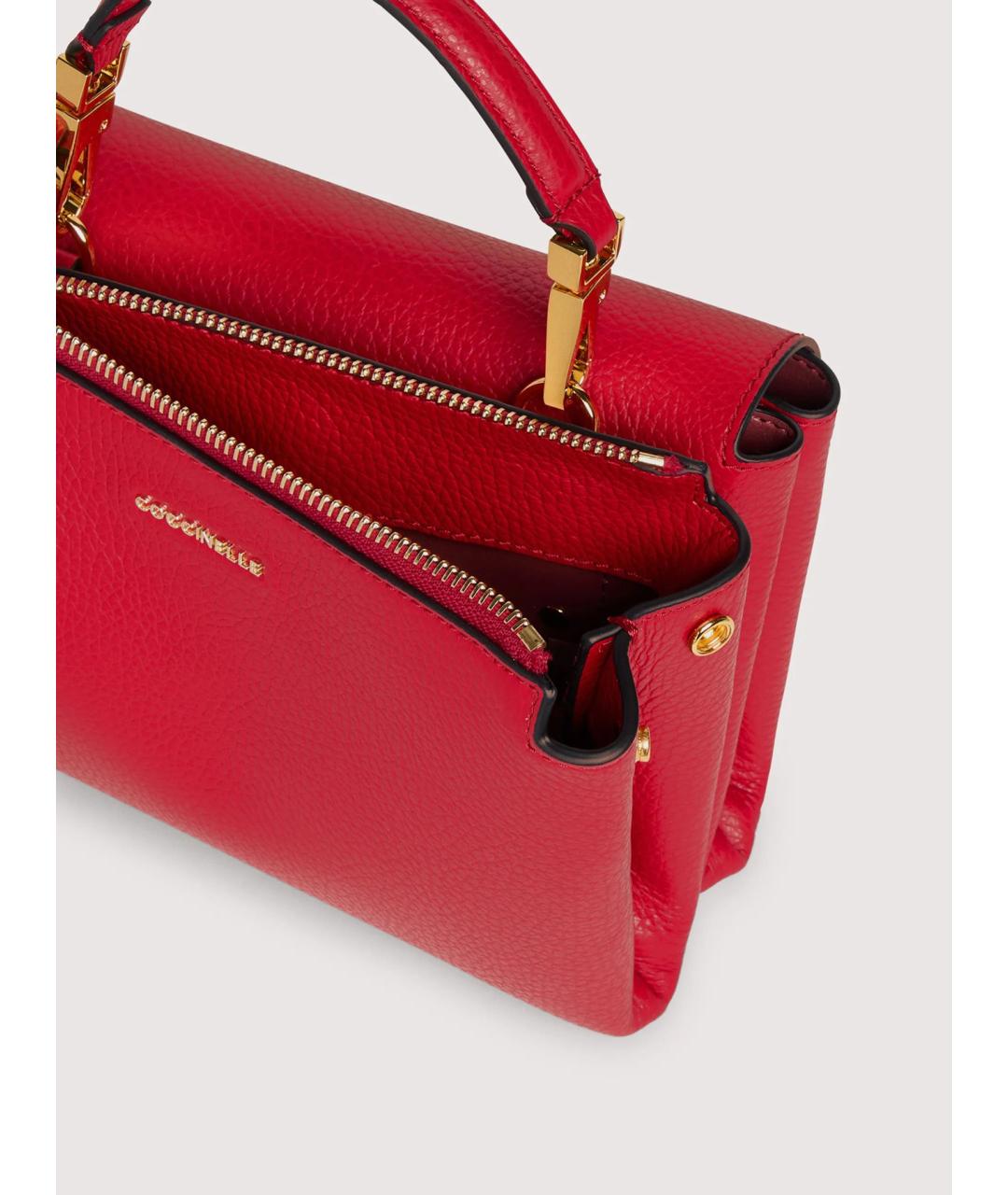 COCCINELLE Красная кожаная сумка с короткими ручками, фото 3