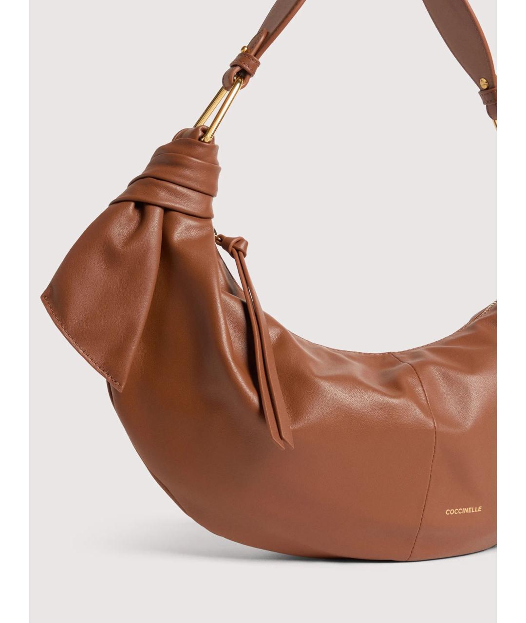 COCCINELLE Коричневая кожаная сумка через плечо, фото 4