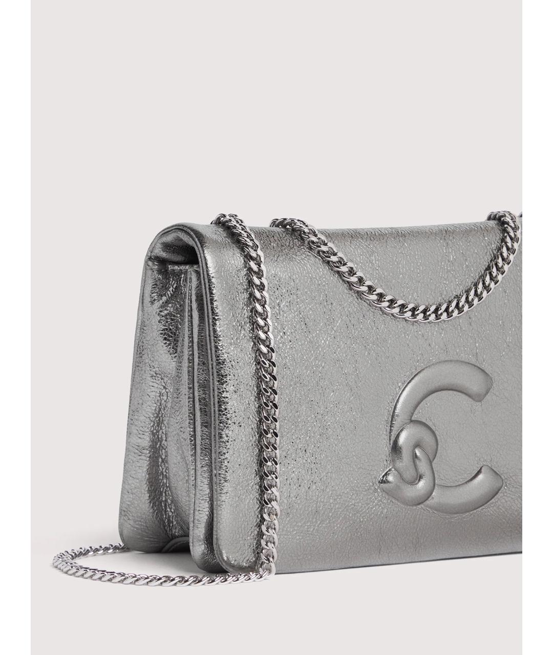 COCCINELLE Серебряная кожаная сумка через плечо, фото 4