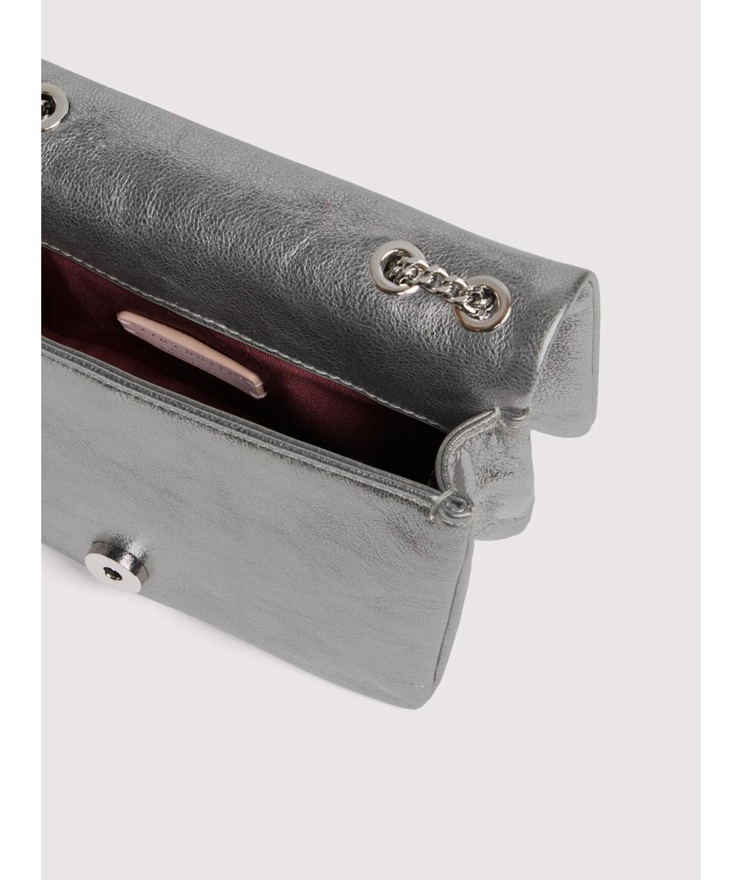 COCCINELLE Серебряная кожаная сумка через плечо, фото 3
