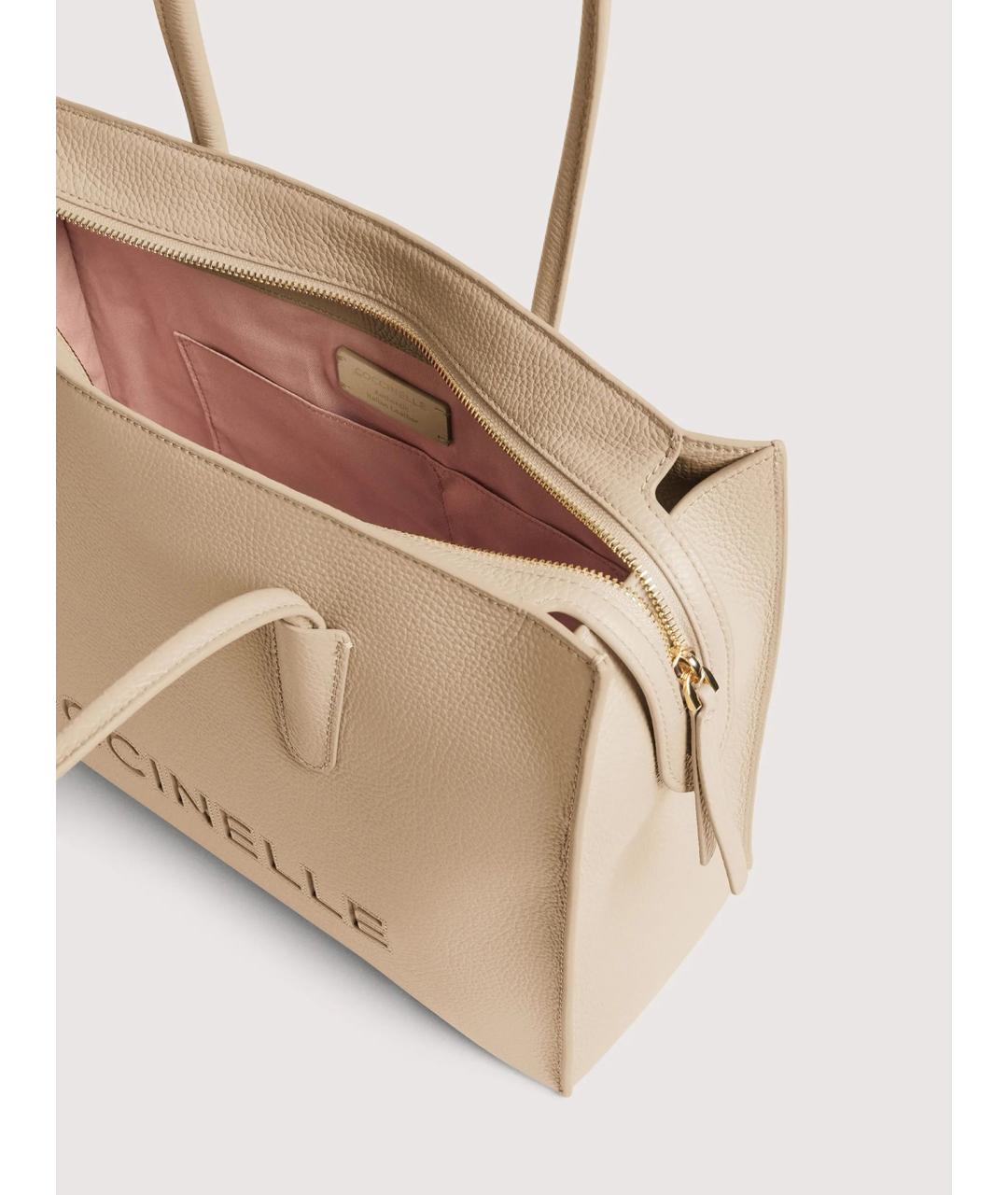 COCCINELLE Бежевая кожаная сумка через плечо, фото 4