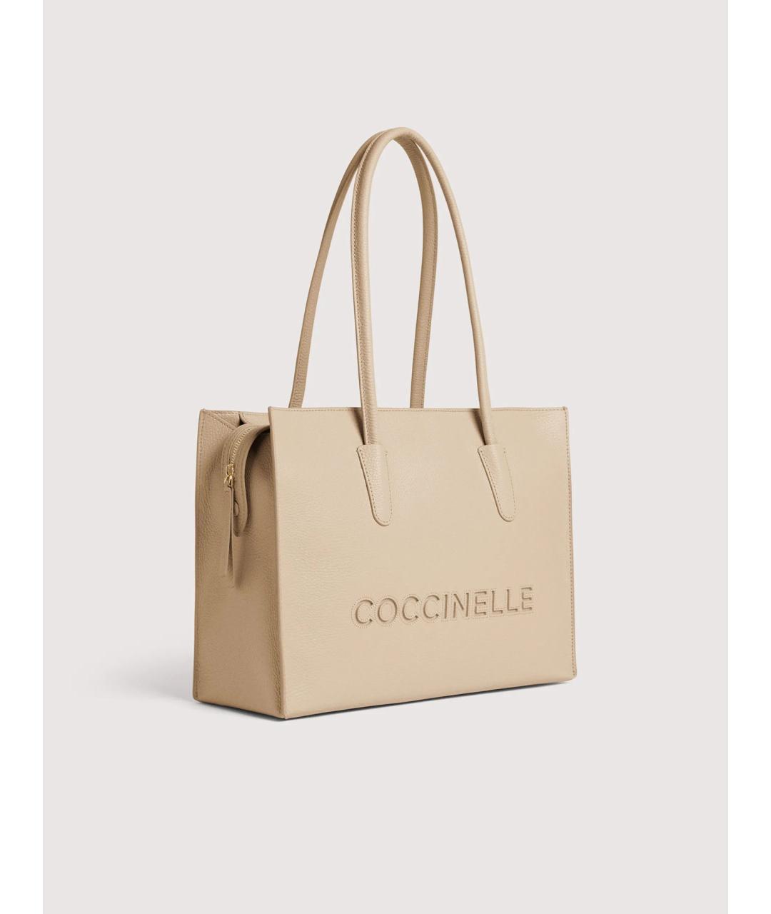 COCCINELLE Бежевая кожаная сумка через плечо, фото 3