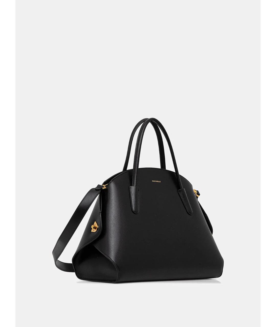 COCCINELLE Черная кожаная сумка с короткими ручками, фото 2