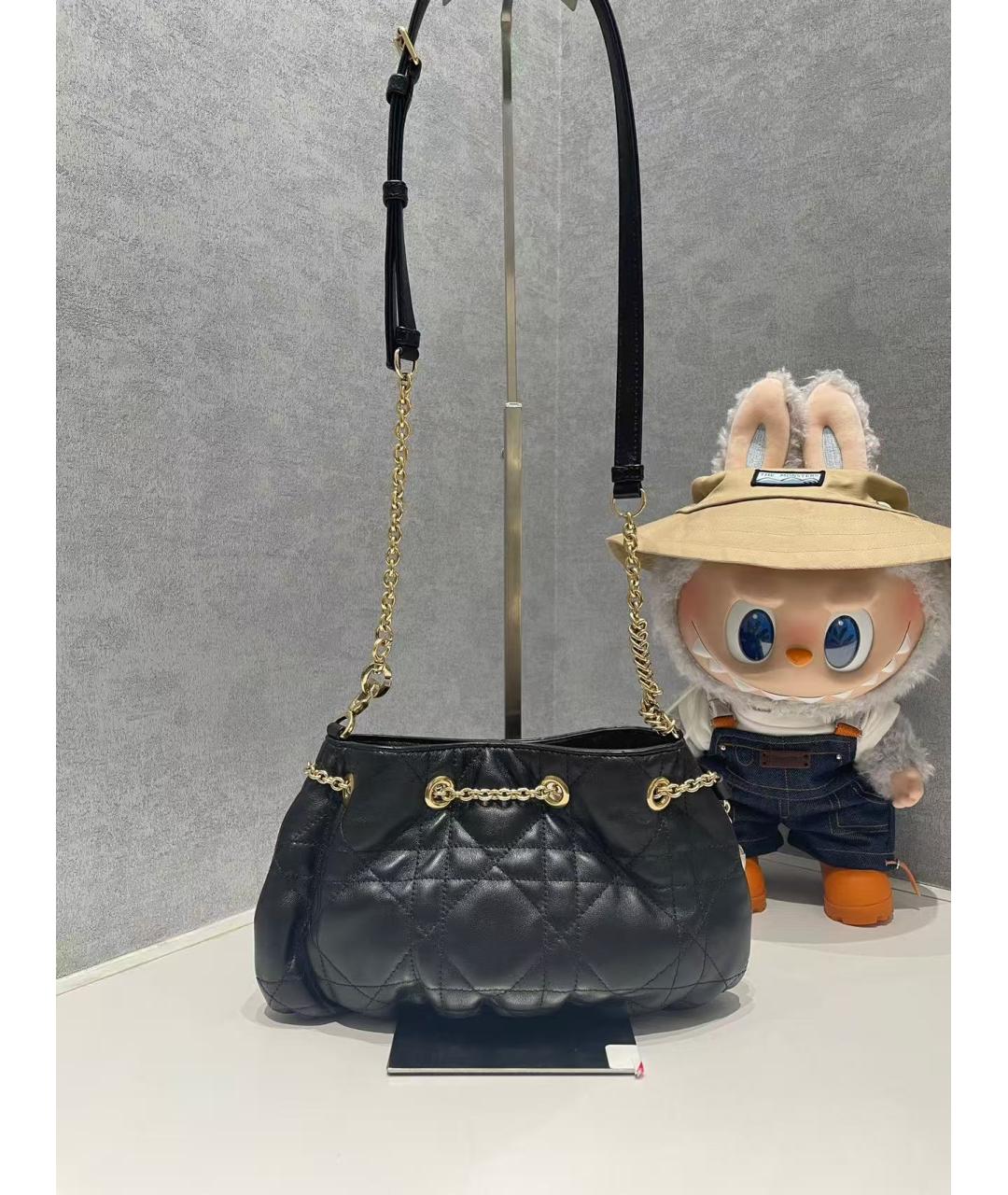 CHRISTIAN DIOR Черная кожаная сумка через плечо, фото 6