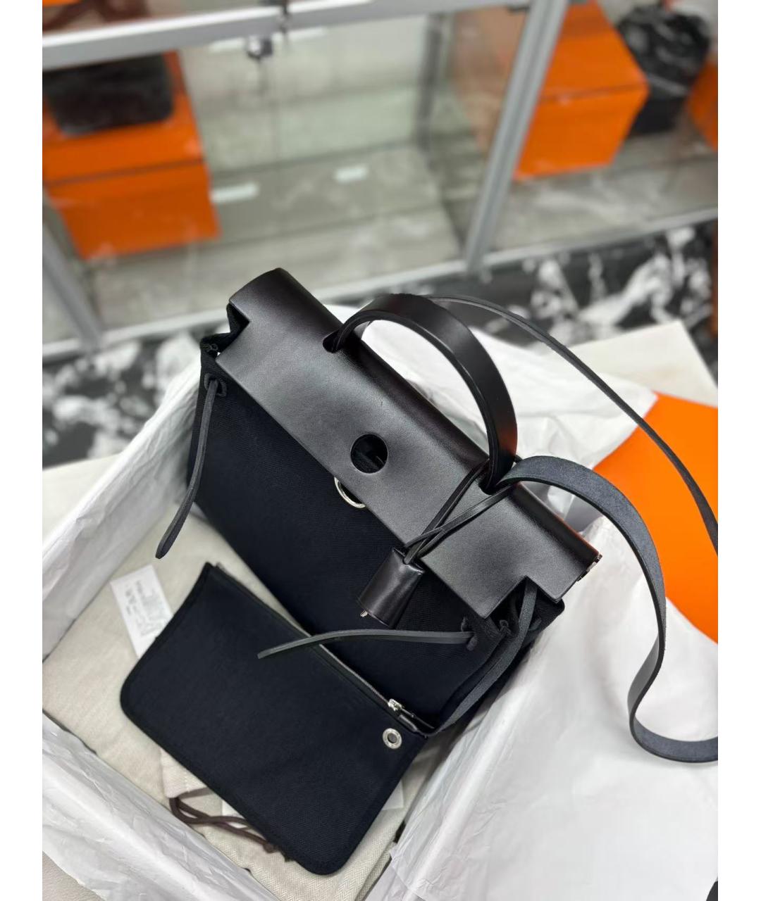HERMES Черная тканевая сумка через плечо, фото 4