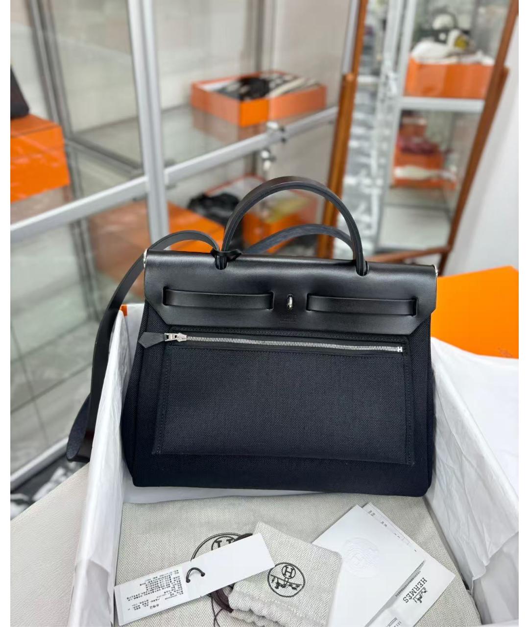 HERMES Черная тканевая сумка через плечо, фото 5